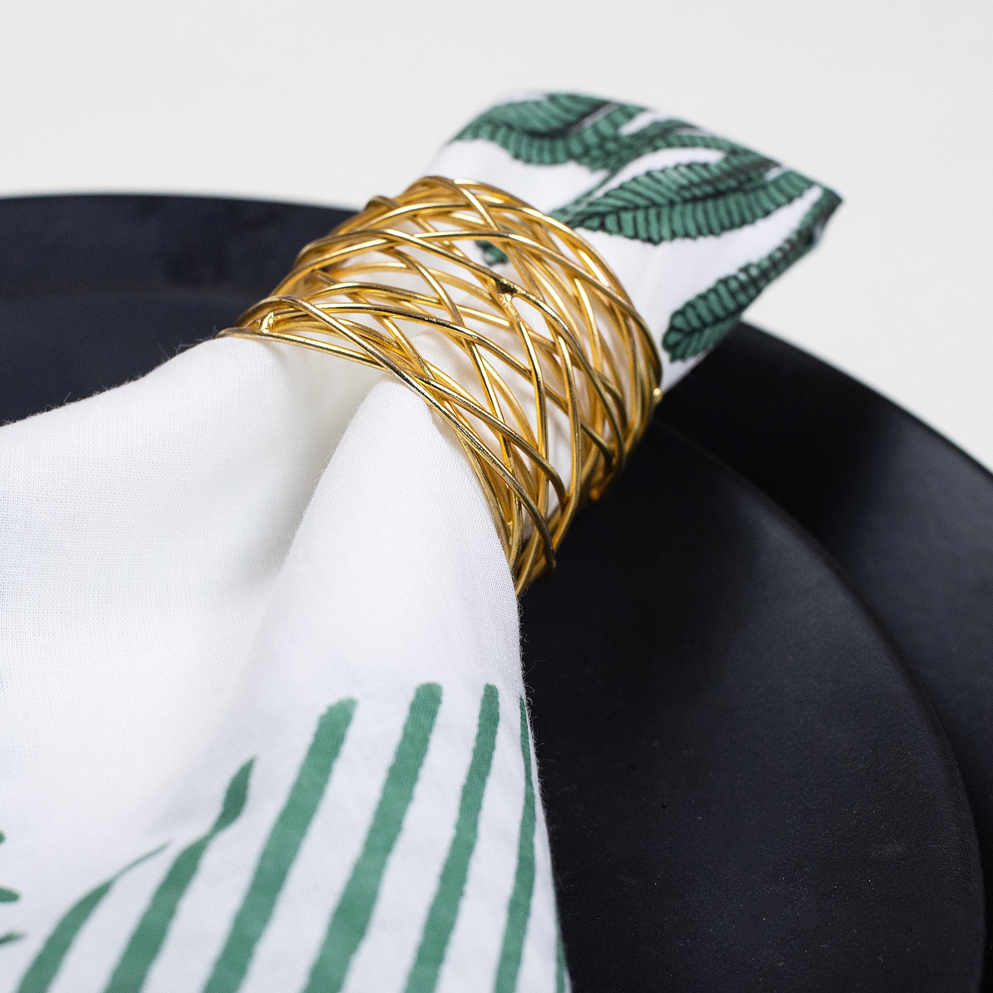 Green Hand Block Printed Dinner Napkins Cloth