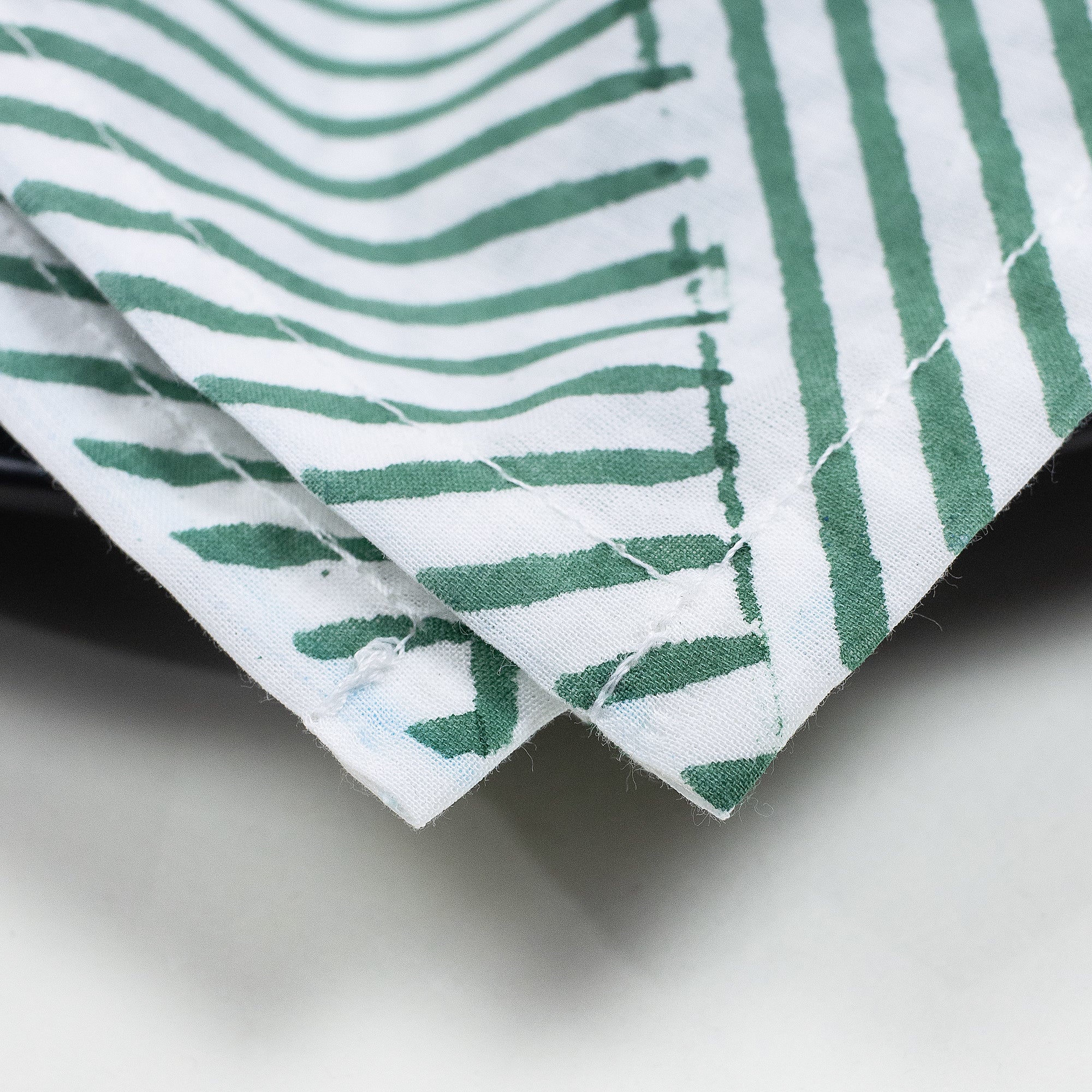 Green Hand Block Printed Dinner Napkins Cloth