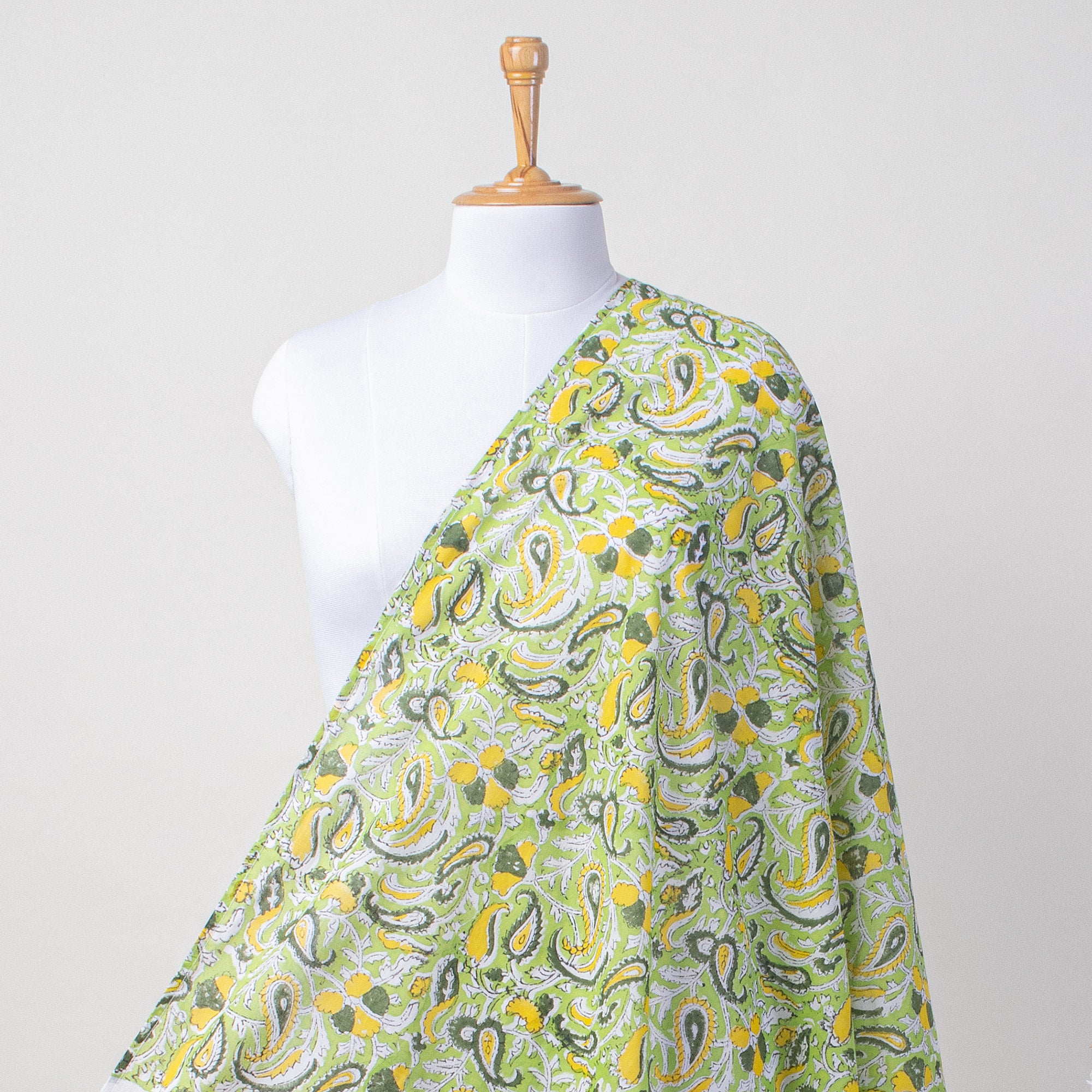 Green Leaf Hand Block Print Cotton Beach Sarong Wrap