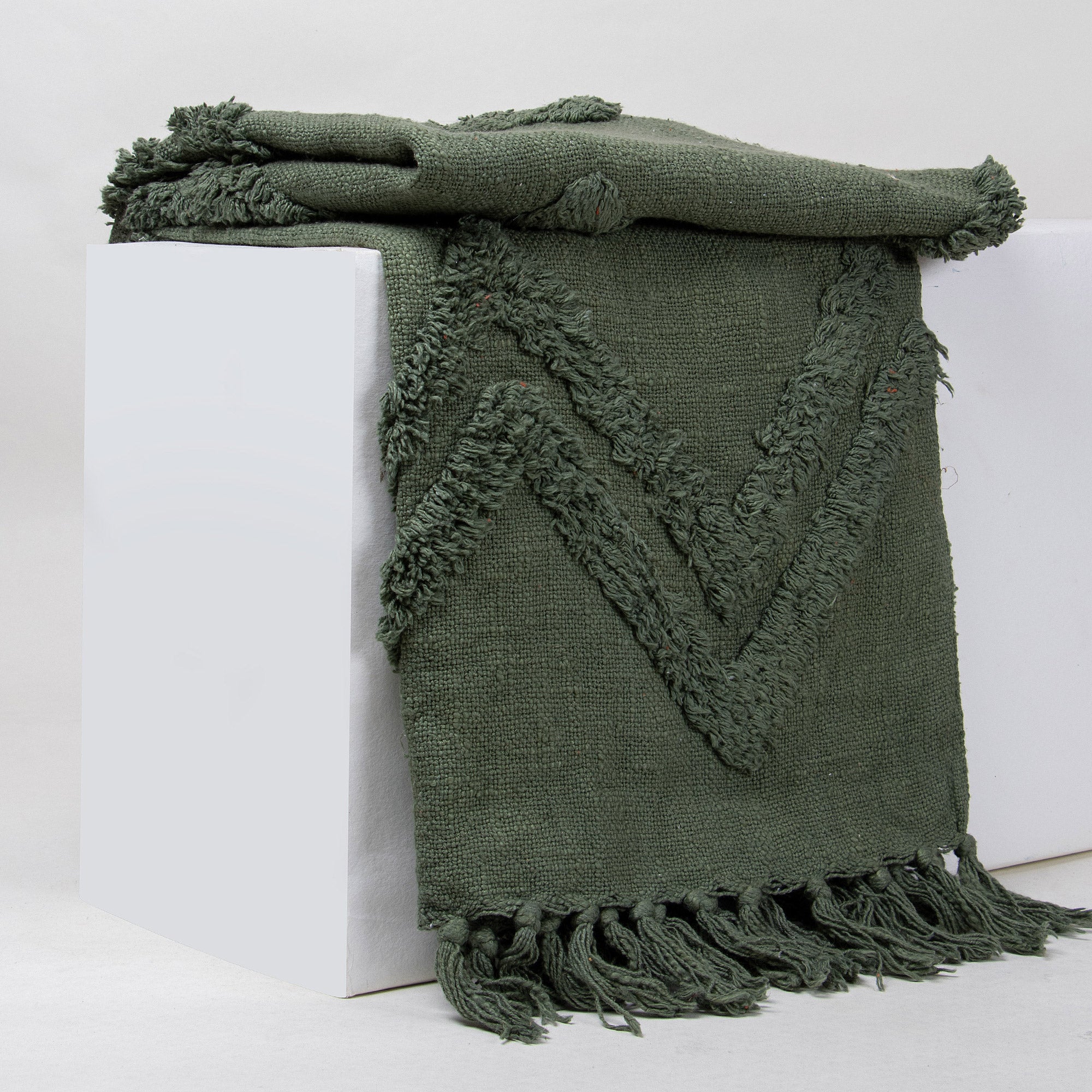 Green Organic Cotton Solid Throws For Couch