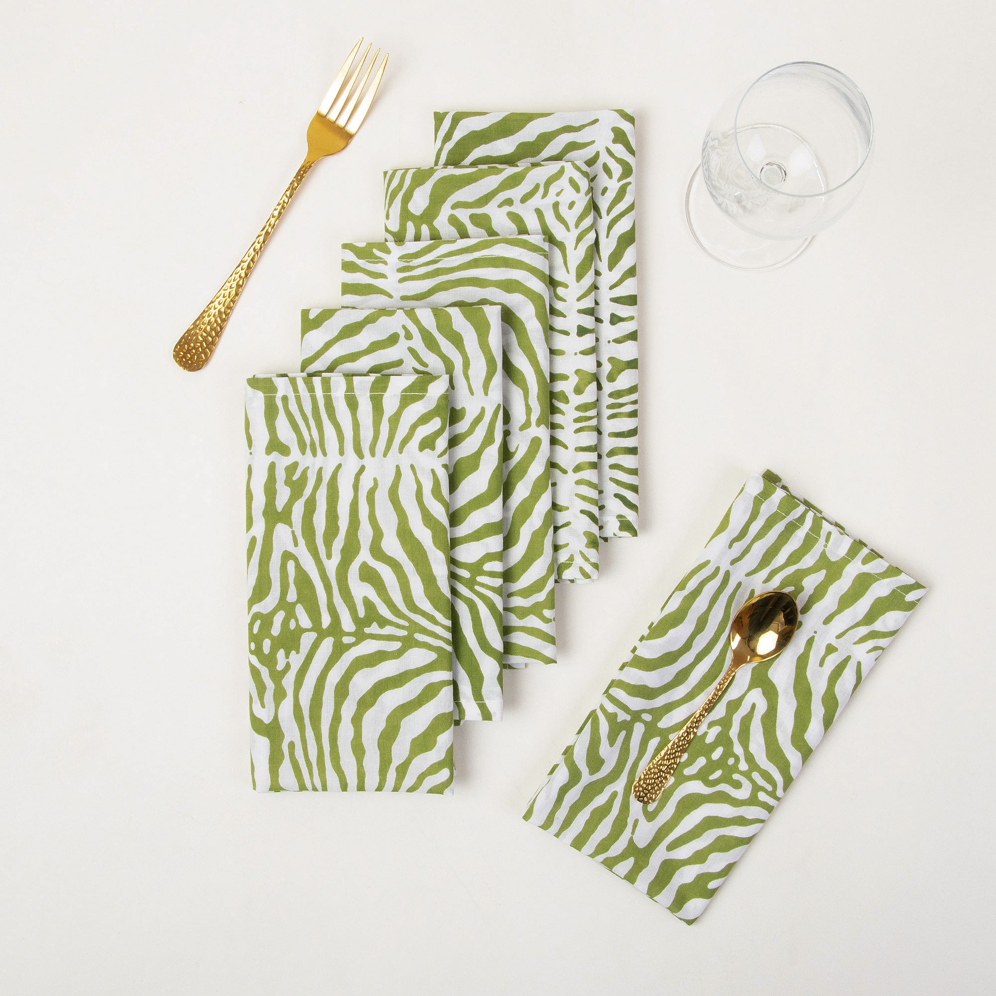 Green Pure Cotton Reusable Dinner Napkin Cloth