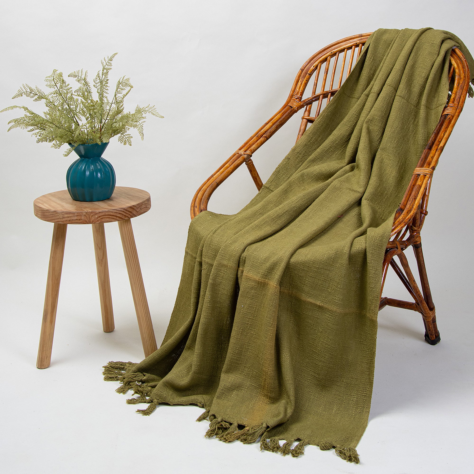 Green Soft Cotton Indian Throw Blanket for Bed