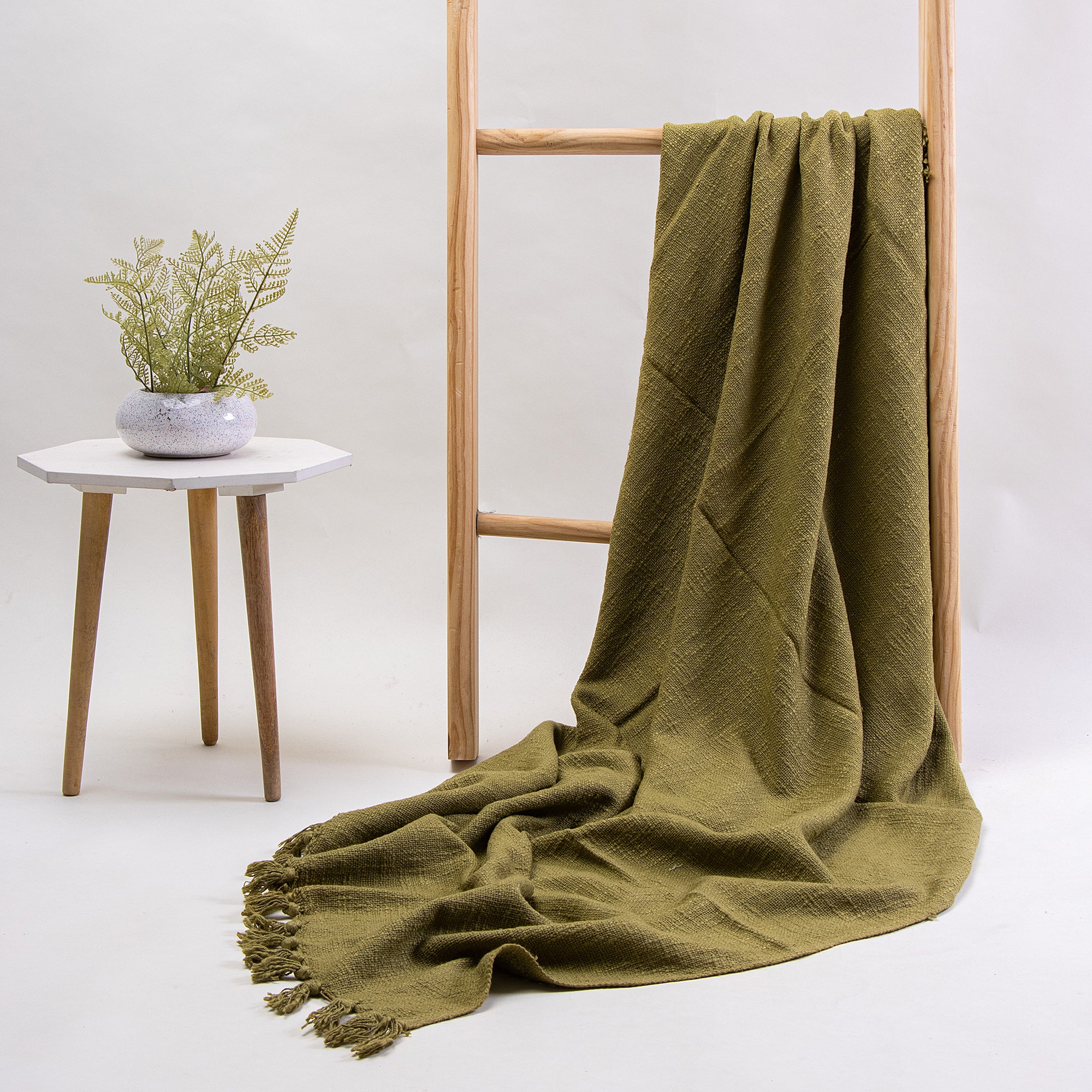 Green Soft Cotton Indian Throw Blanket for Bed