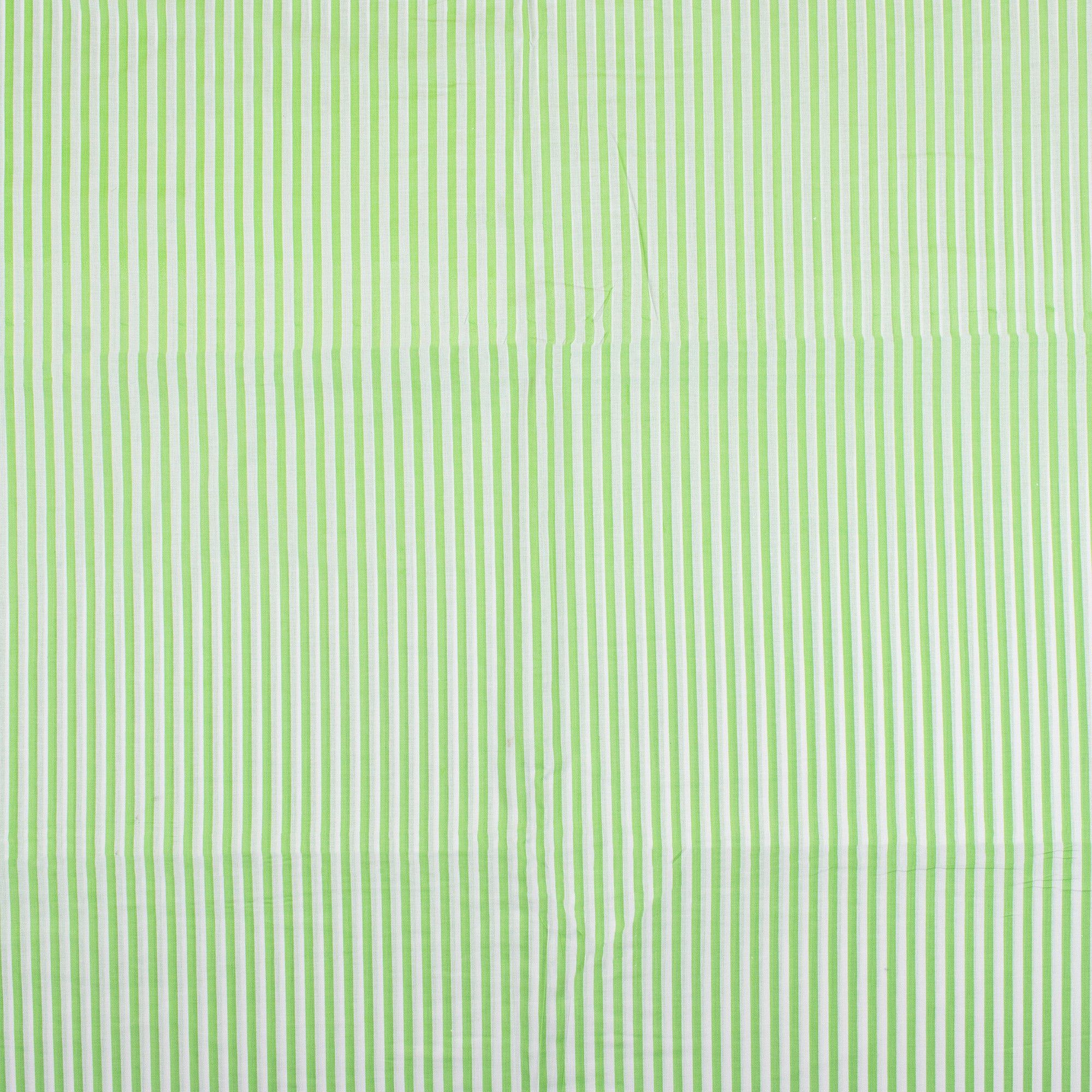 Green Striped Block Printed Fabric For Dress Material