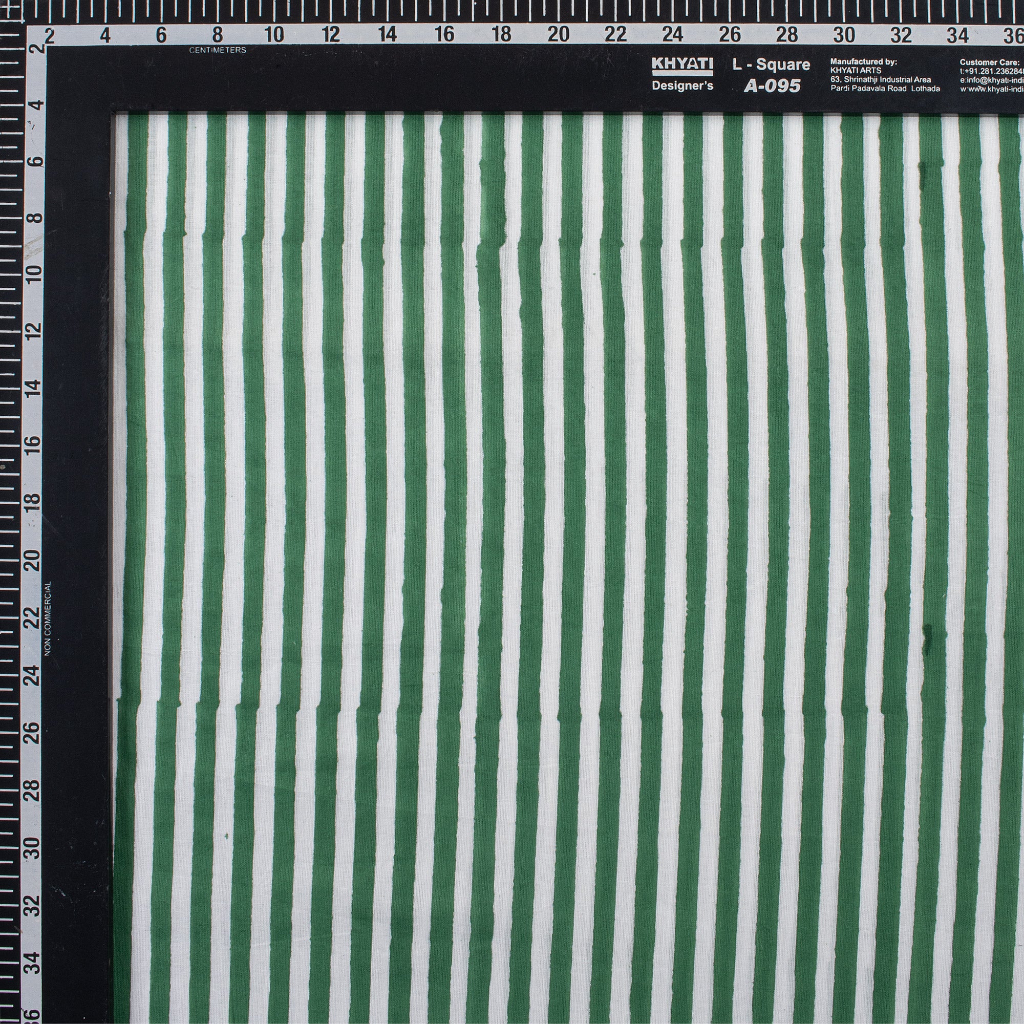 Green Striped Hand Block Print Cotton Cloth Fabric