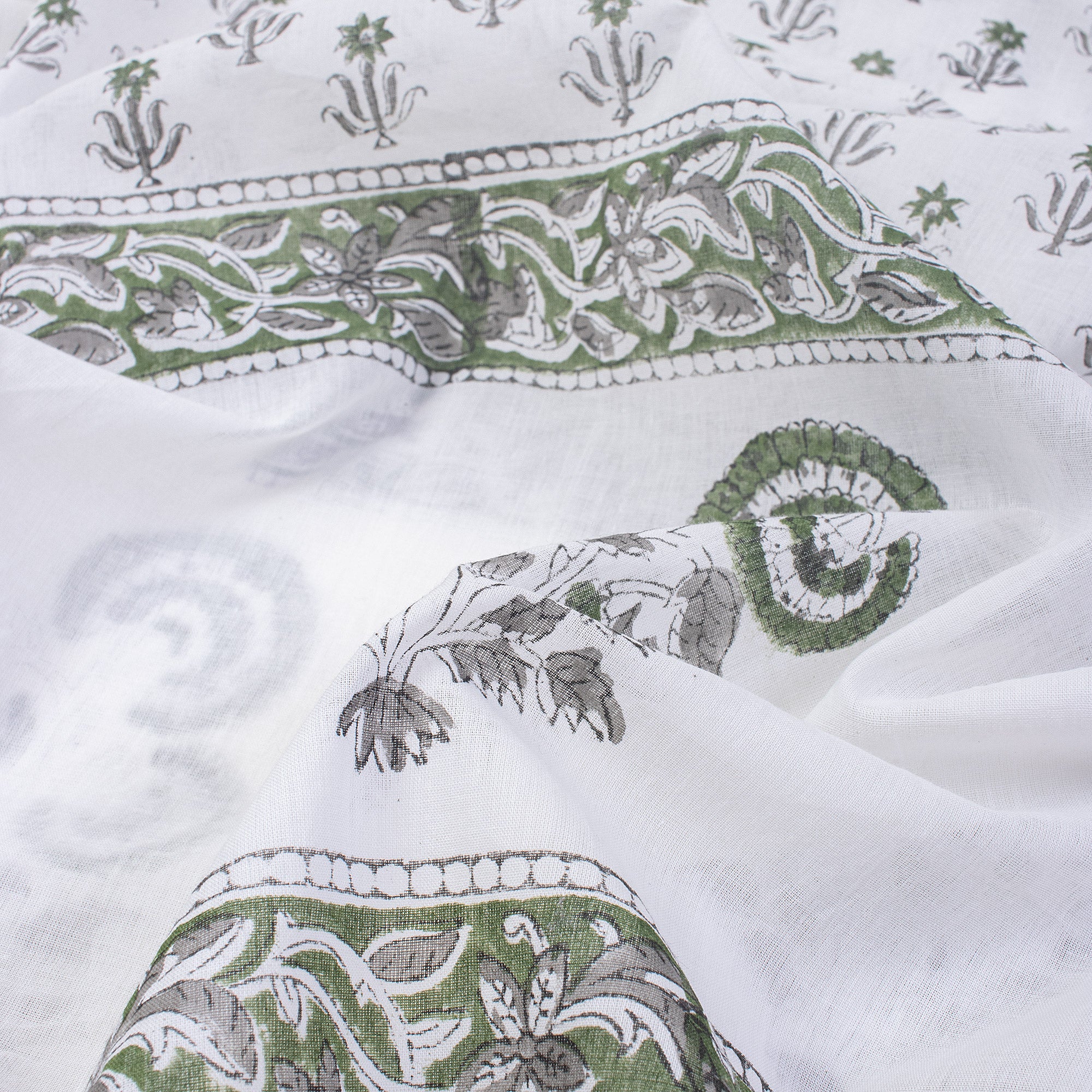 Grey Booti Cotton Hand Block Print Sarong Wrap For Women
