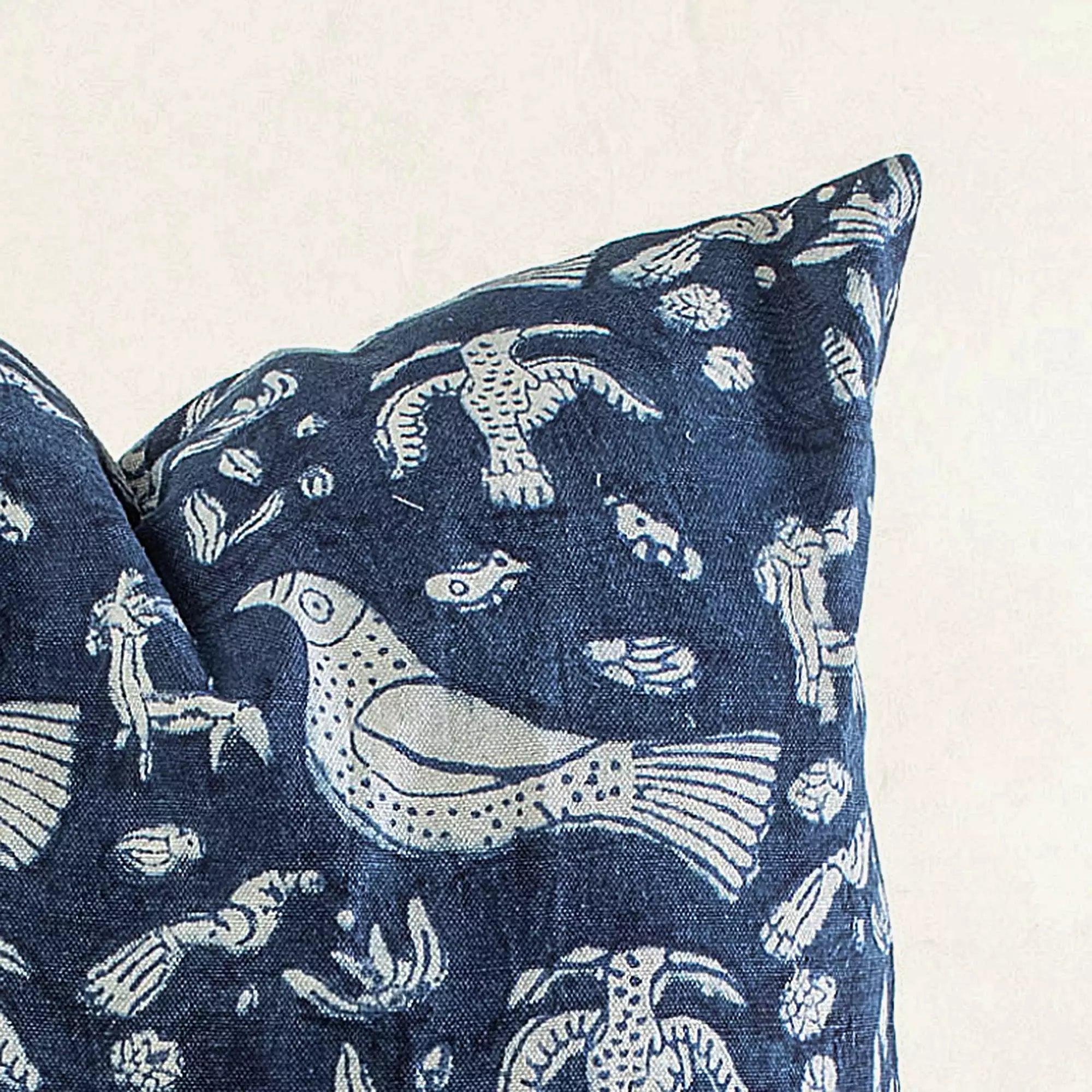 Hand Block Bird Printed Cotton Canvas Cushion Covers