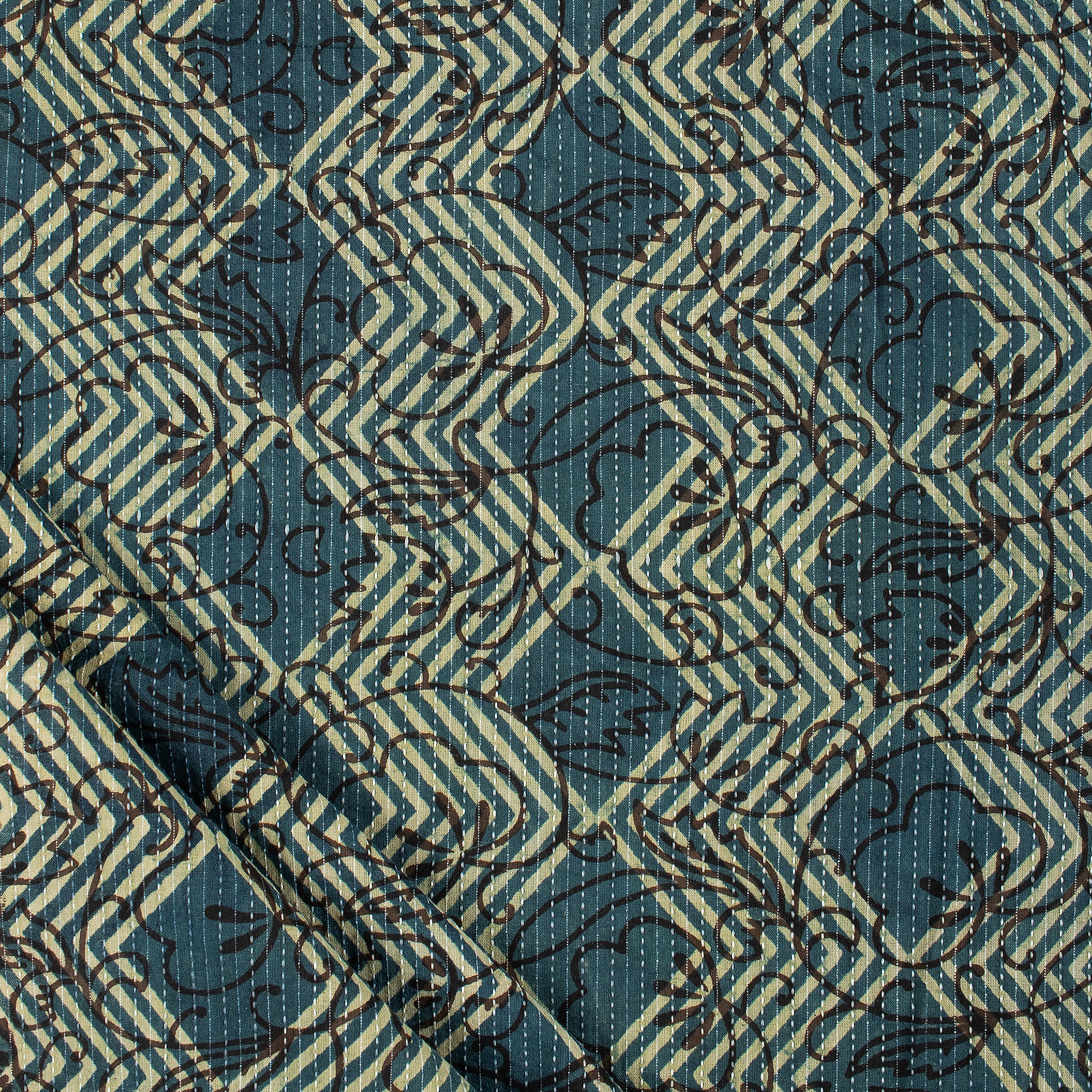 Hand Block Dabu Pure Cotton Kantha Soft Dress Fabric
