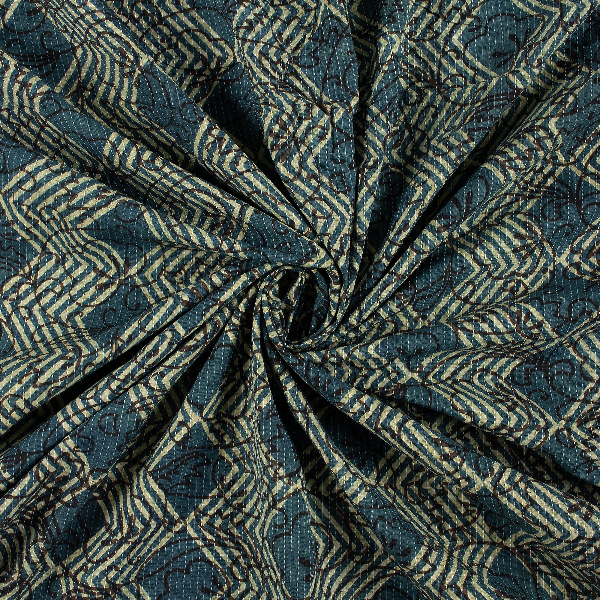 Hand Block Dabu Pure Cotton Kantha Soft Dress Fabric