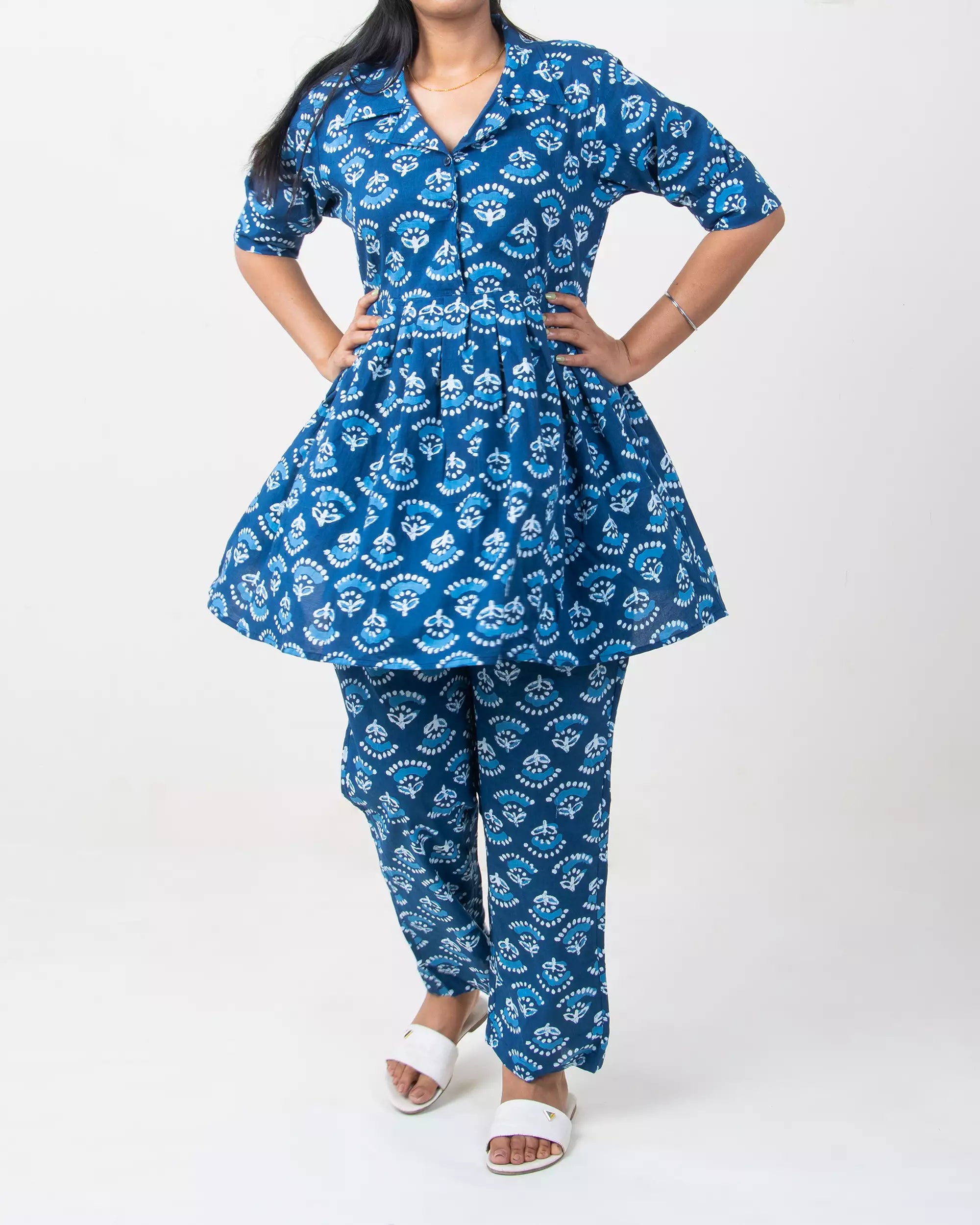 Hand Block Floral Cotton Ladies Co-Ord Set