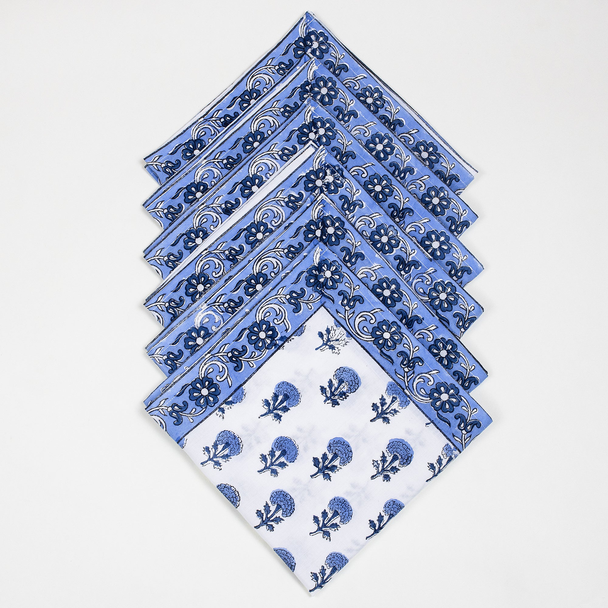 Hand Block Floral Printed Cotton Reusable Napkins