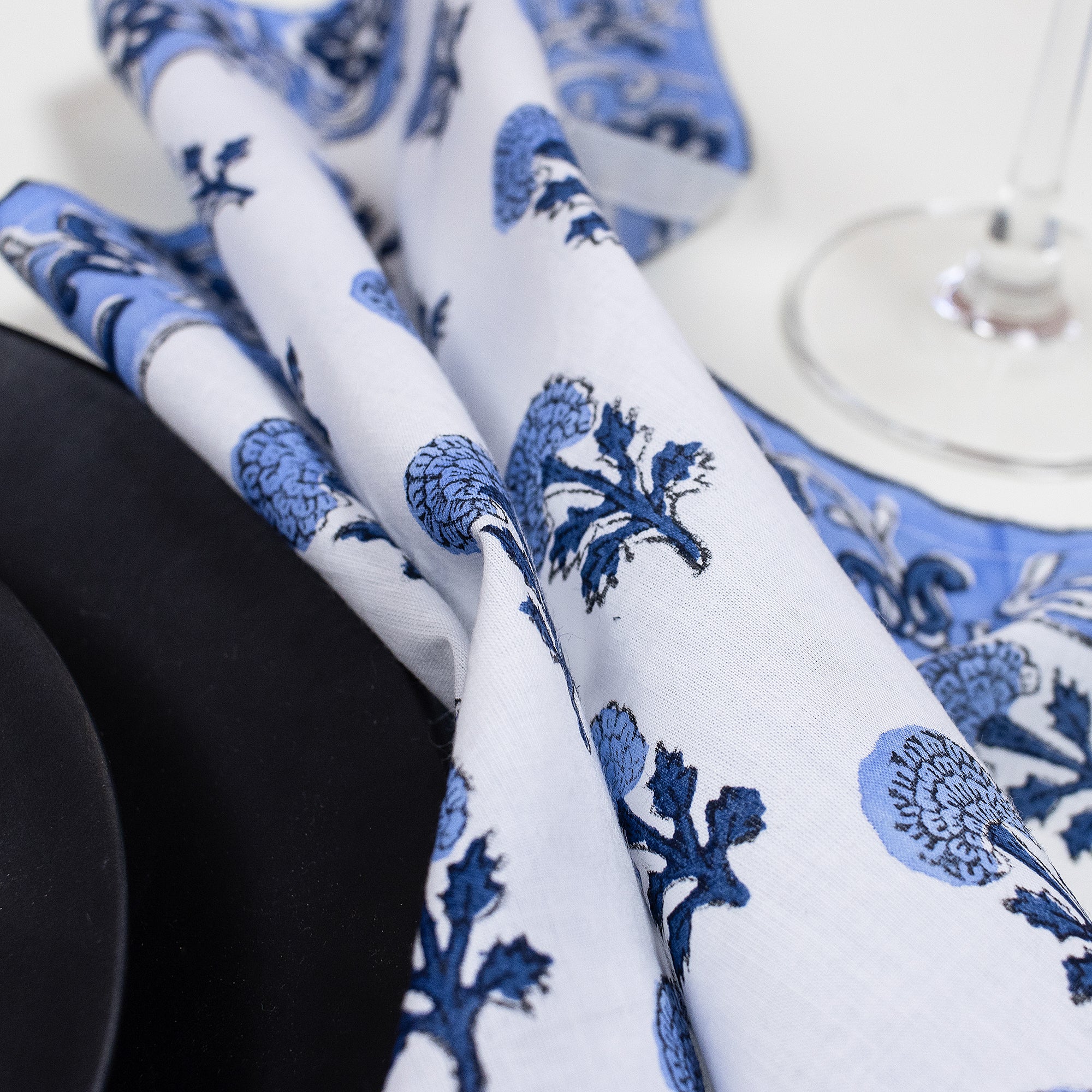 Hand Block Floral Printed Cotton Reusable Napkins