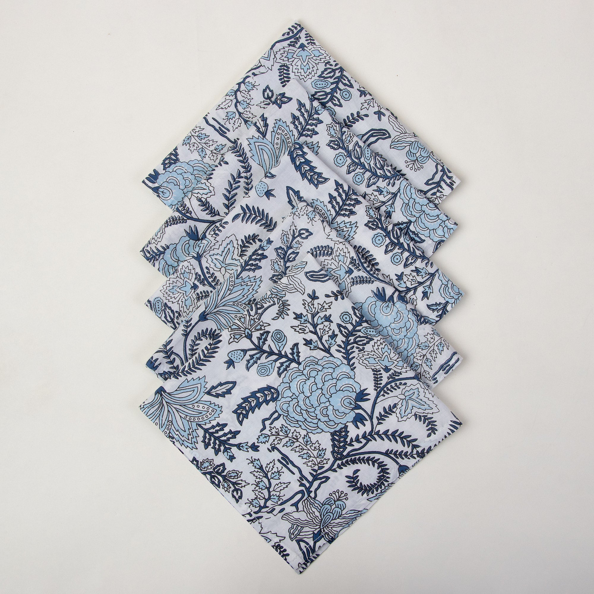 Hand Block Floral Printed Cotton Table Napkin Cloth