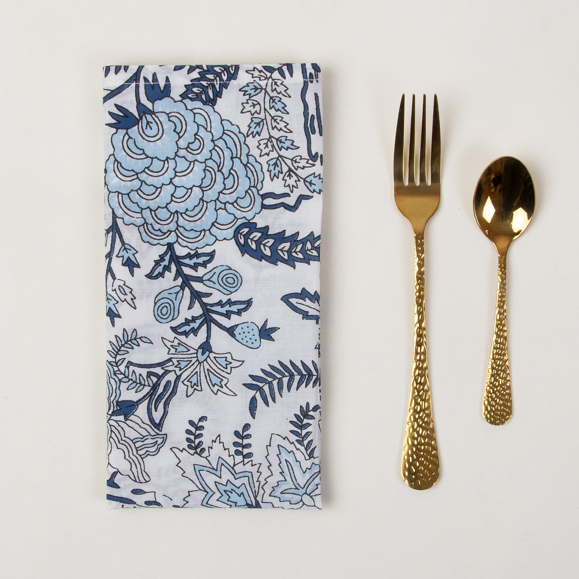 Hand Block Floral Printed Cotton Table Napkin Cloth
