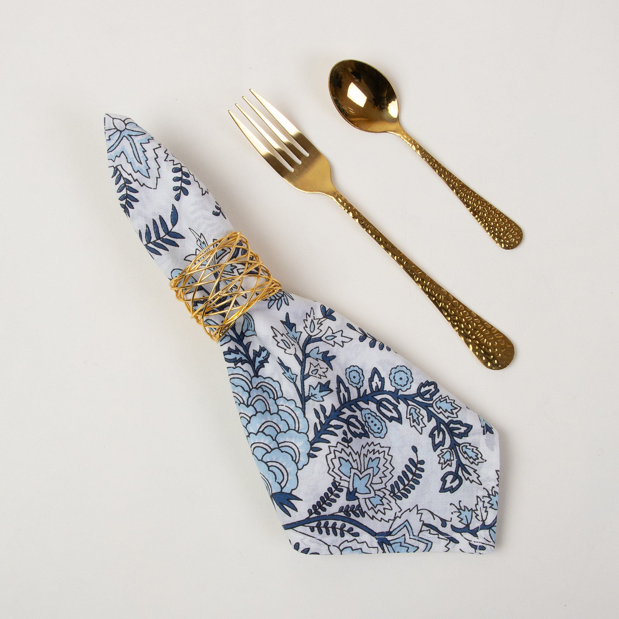 Hand Block Floral Printed Cotton Table Napkin Cloth