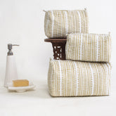 Hand Block Light weighted Brown Striped Cotton Women&