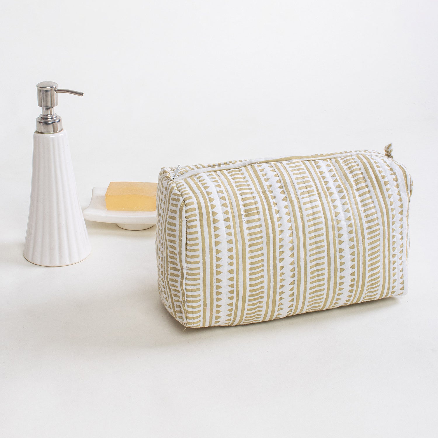 Hand Block Light weighted Brown Striped Cotton Women&