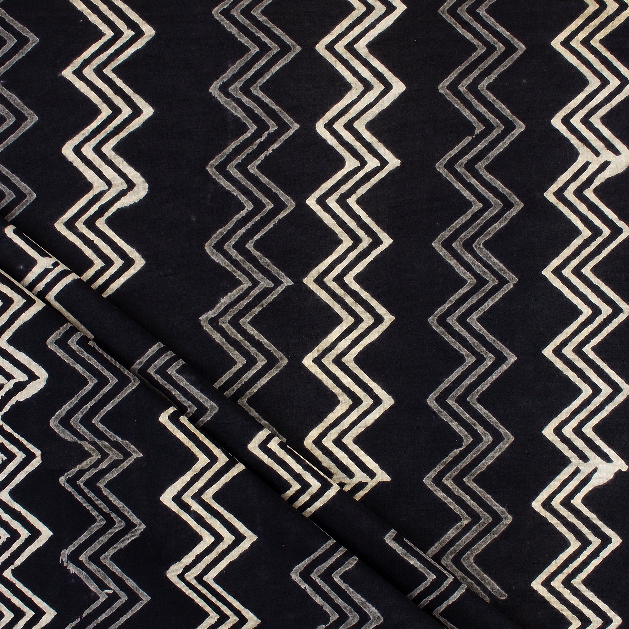 Hand Block Organic Monochrome Cotton Fabric