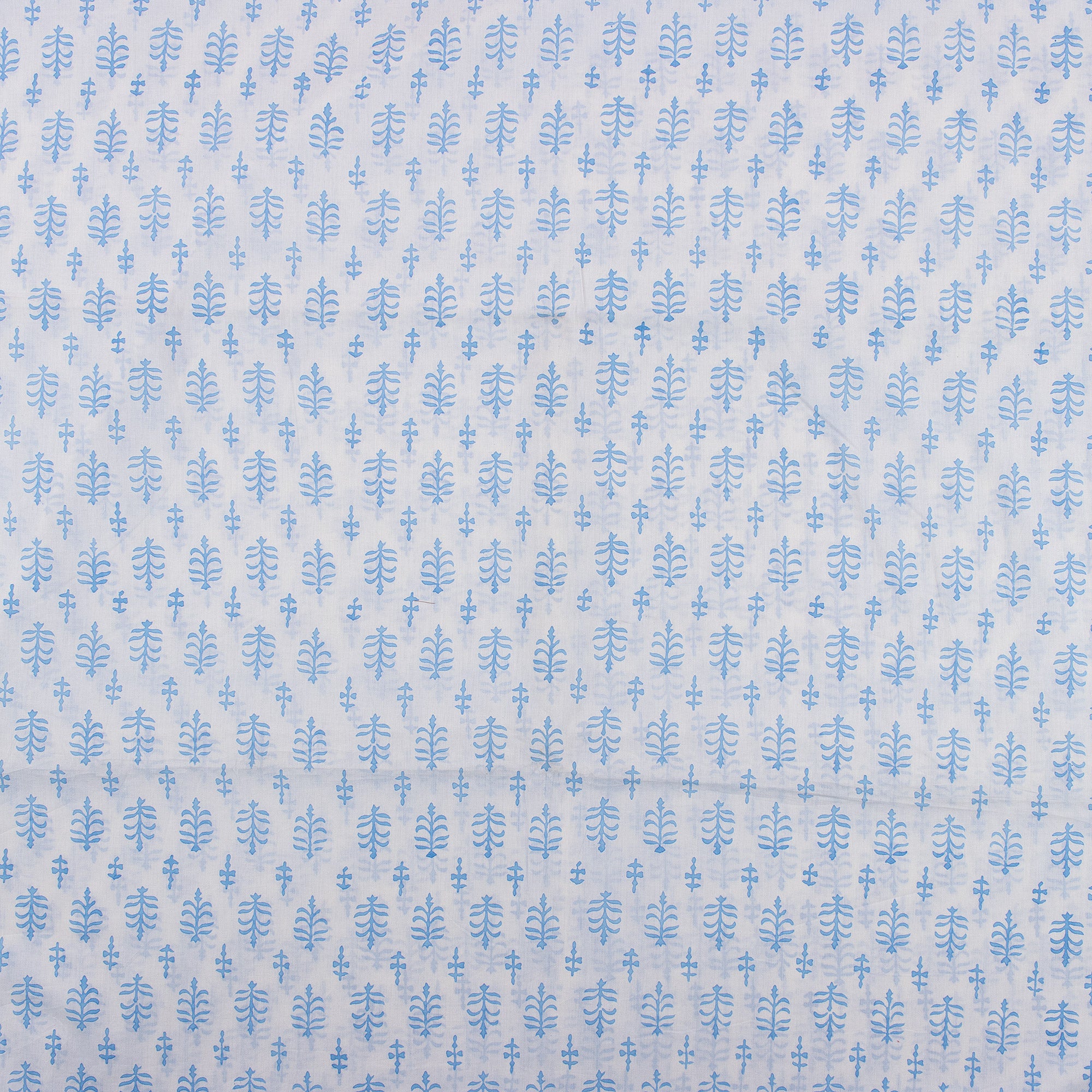 Hand Block Print Blue Booti Fabric By The Yard