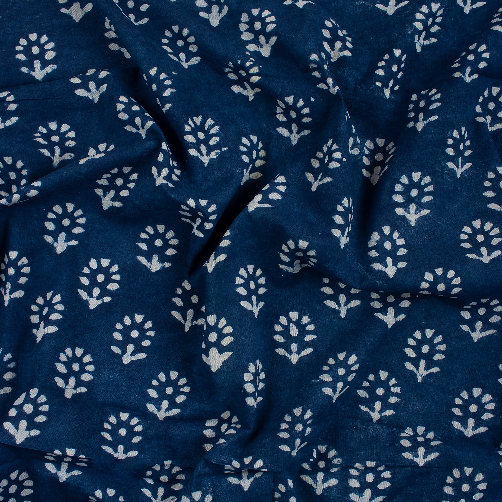 Hand Block Print Indigo Blue Material