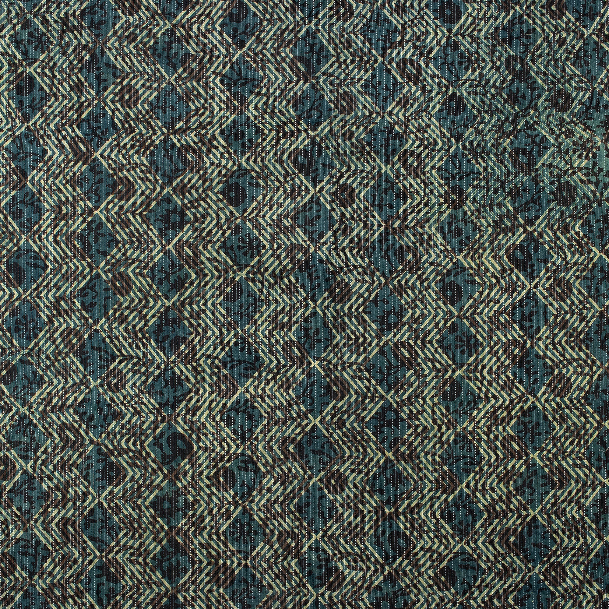 Hand Block Print Organic Cotton Dabu Kantha Fabric