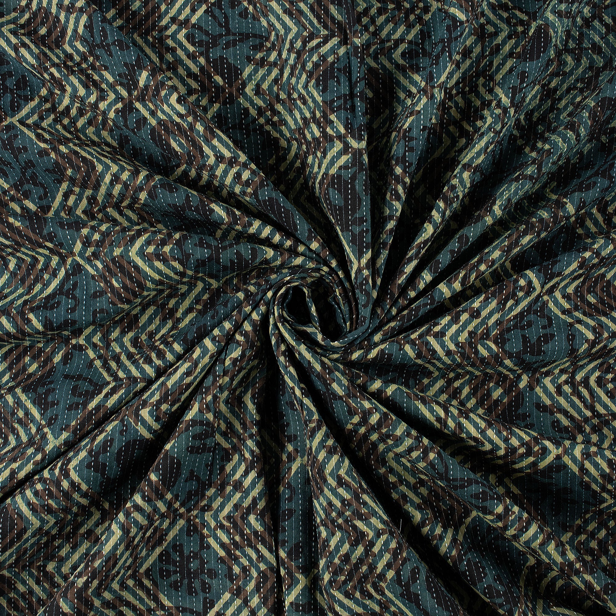 Hand Block Print Organic Cotton Dabu Kantha Fabric