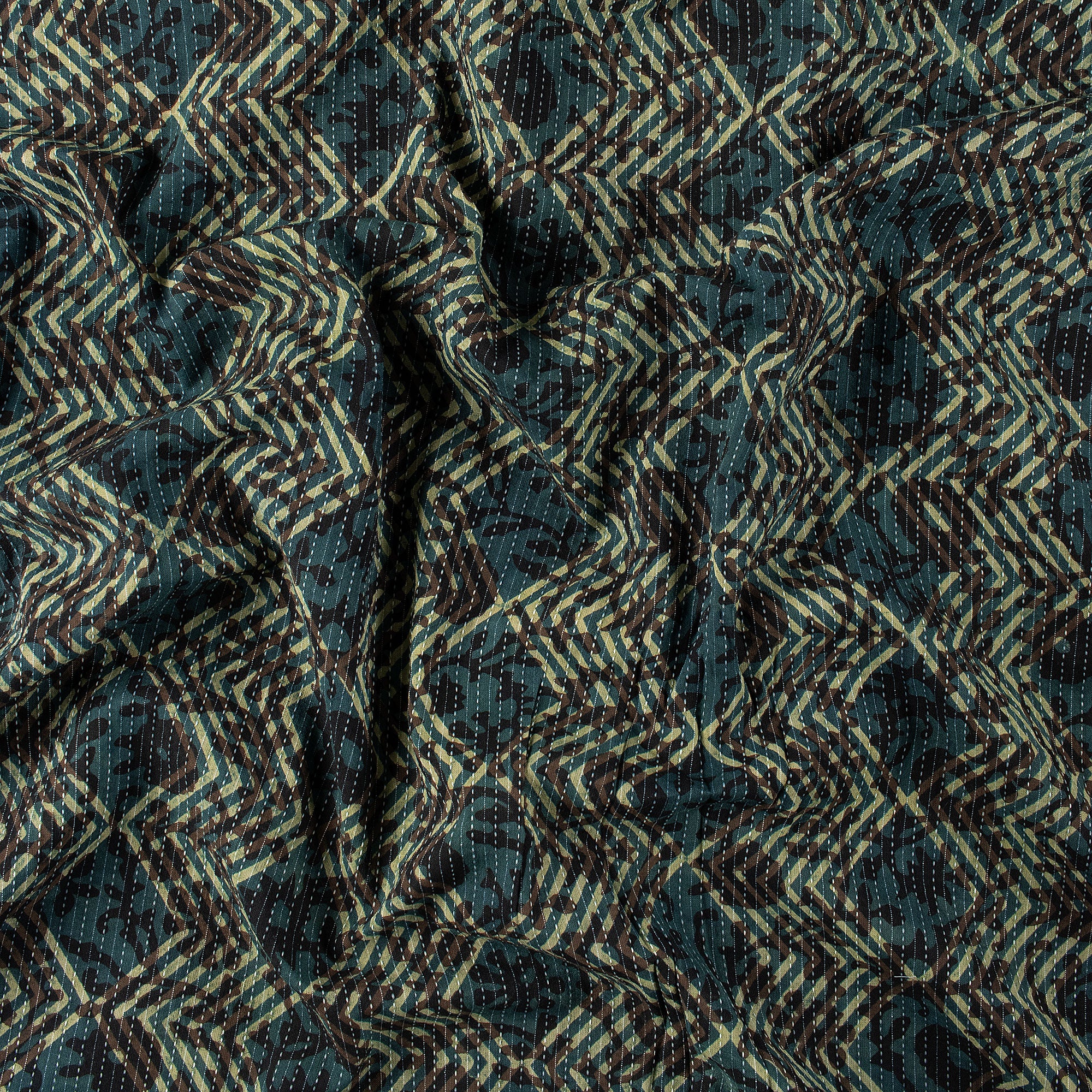 Hand Block Print Organic Cotton Dabu Kantha Fabric