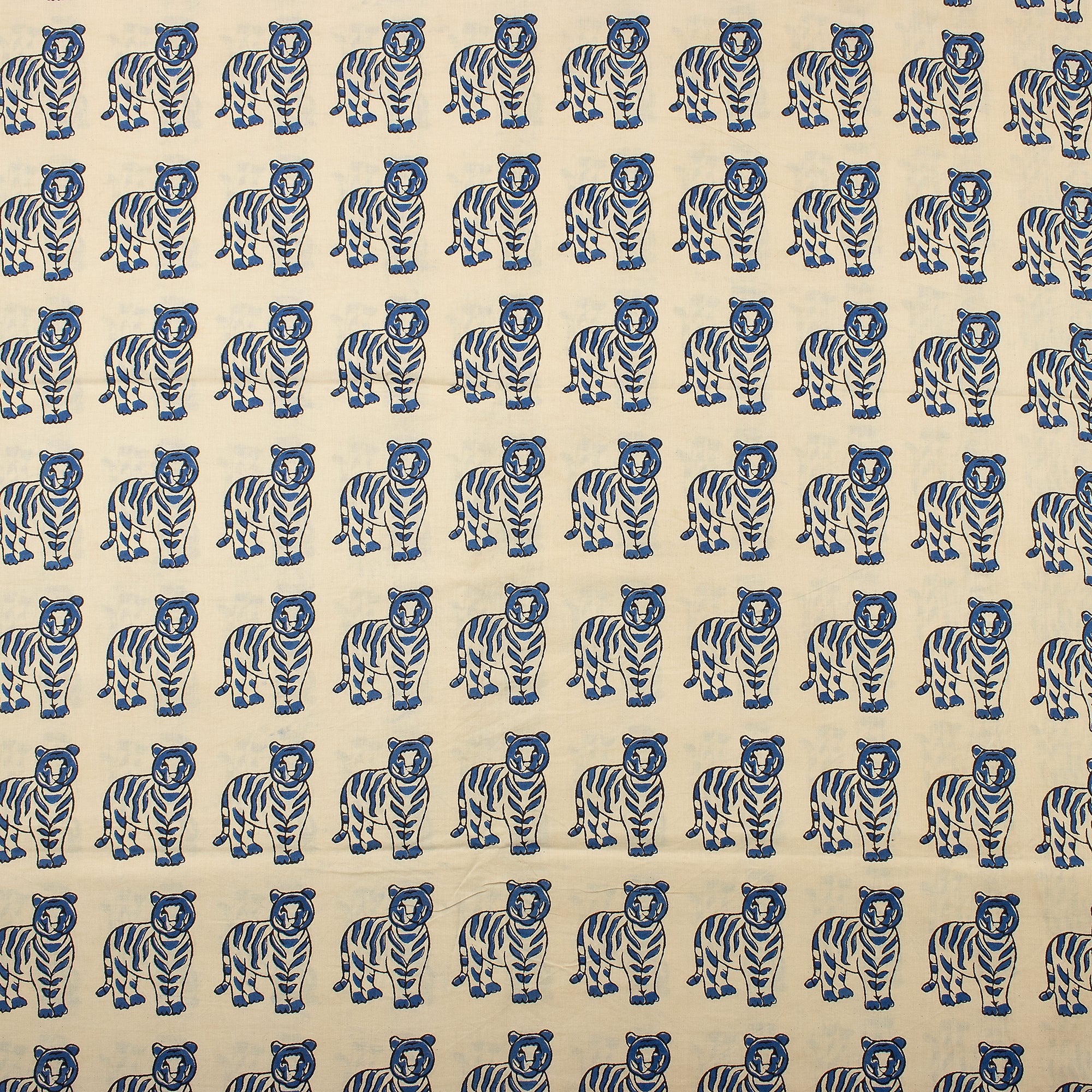 Hand Block Printed Animal Cotton Bagru Fabric For Dress