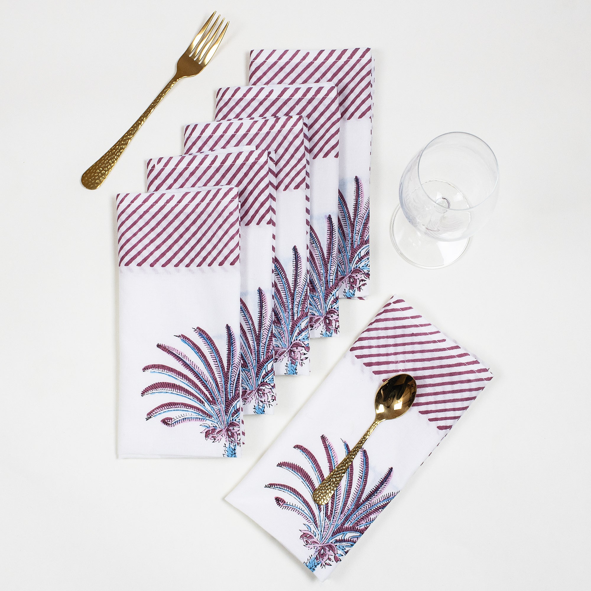 Hand Block Printed Border Dinner Napkin For Party