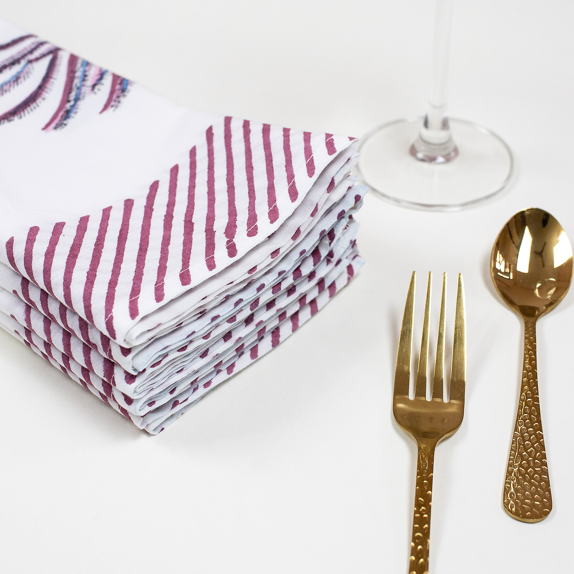 Hand Block Printed Border Dinner Napkin For Party