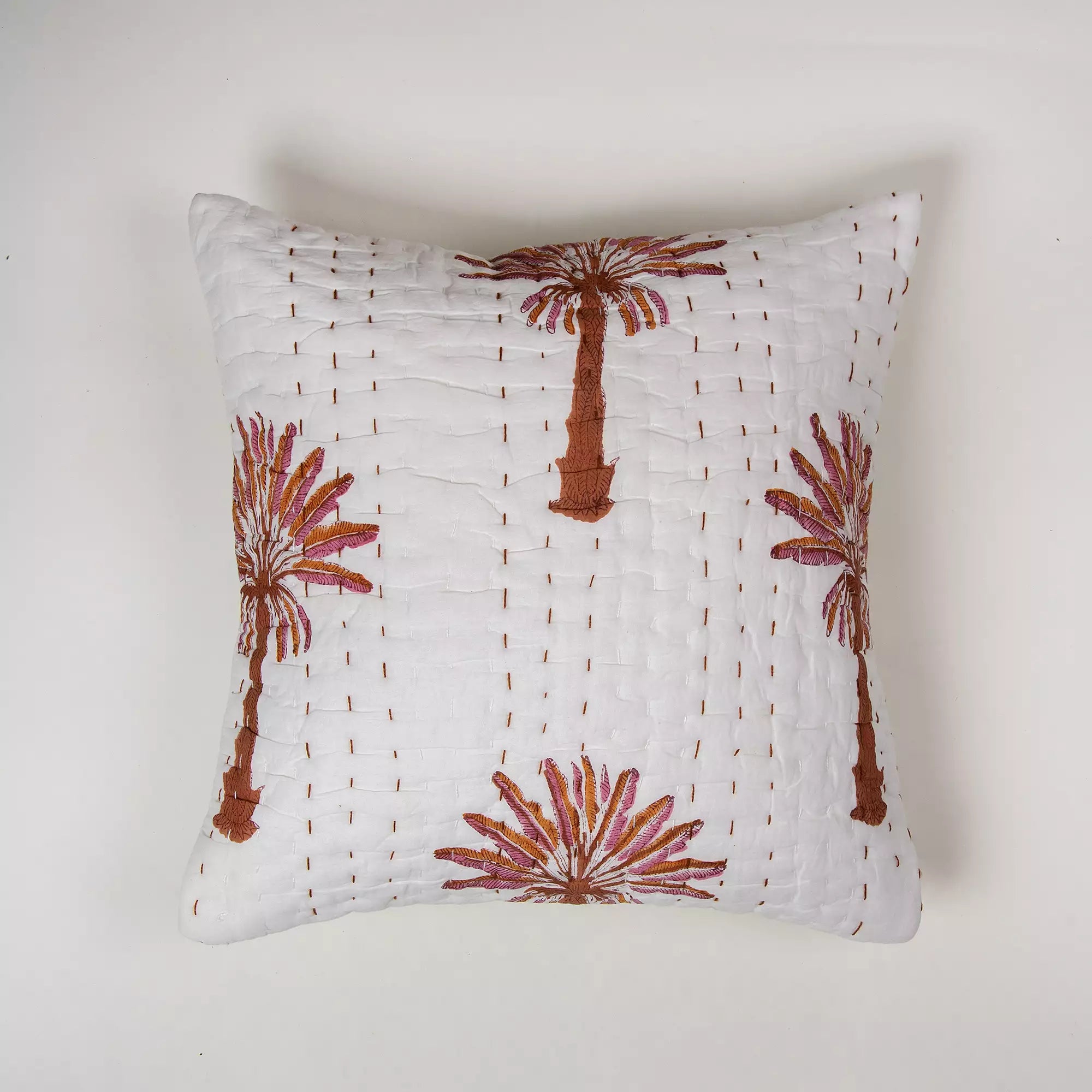 Hand Block Printed Brown Kantha Couch Cushion covers