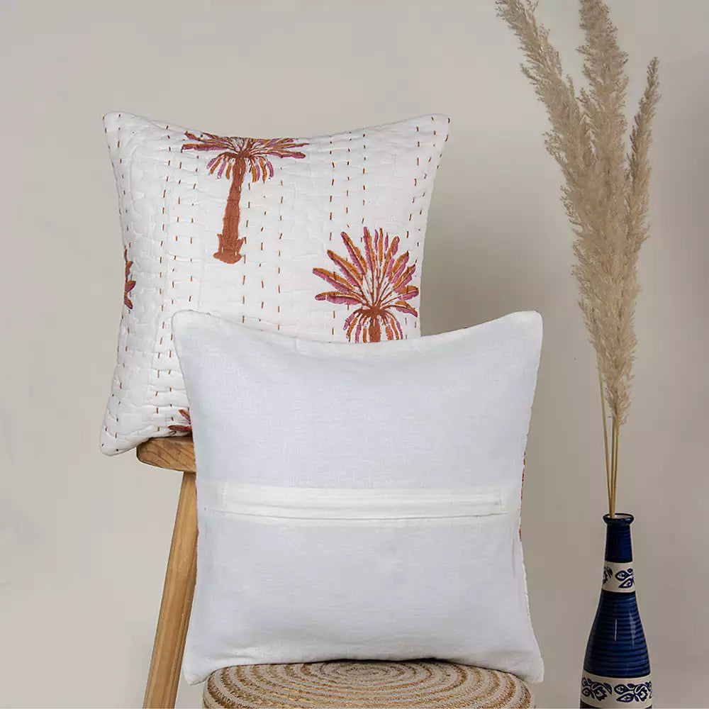 Hand Block Printed Brown Kantha Couch Cushion covers