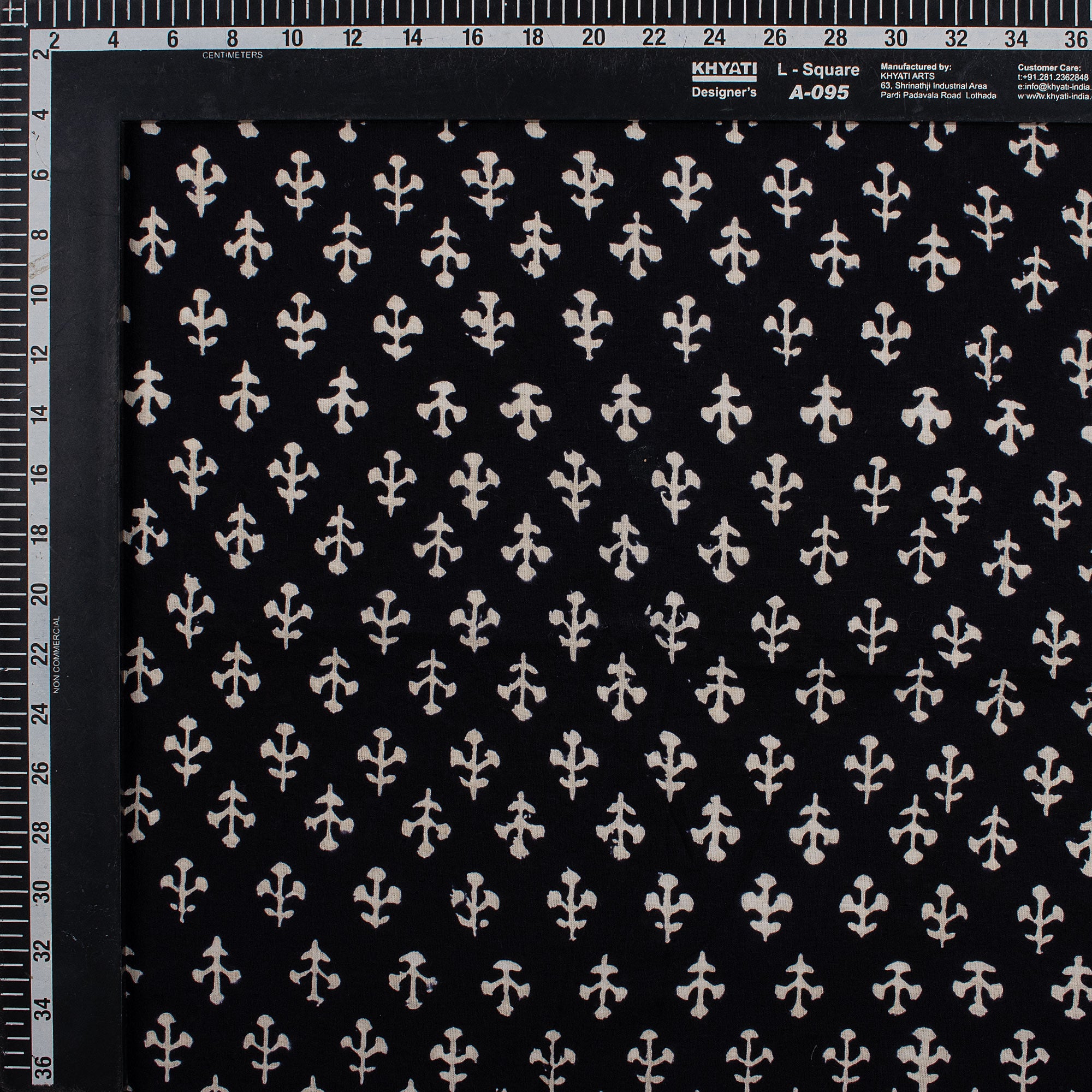 Hand Block Printed Cotton Black and White Fabric By the Yard