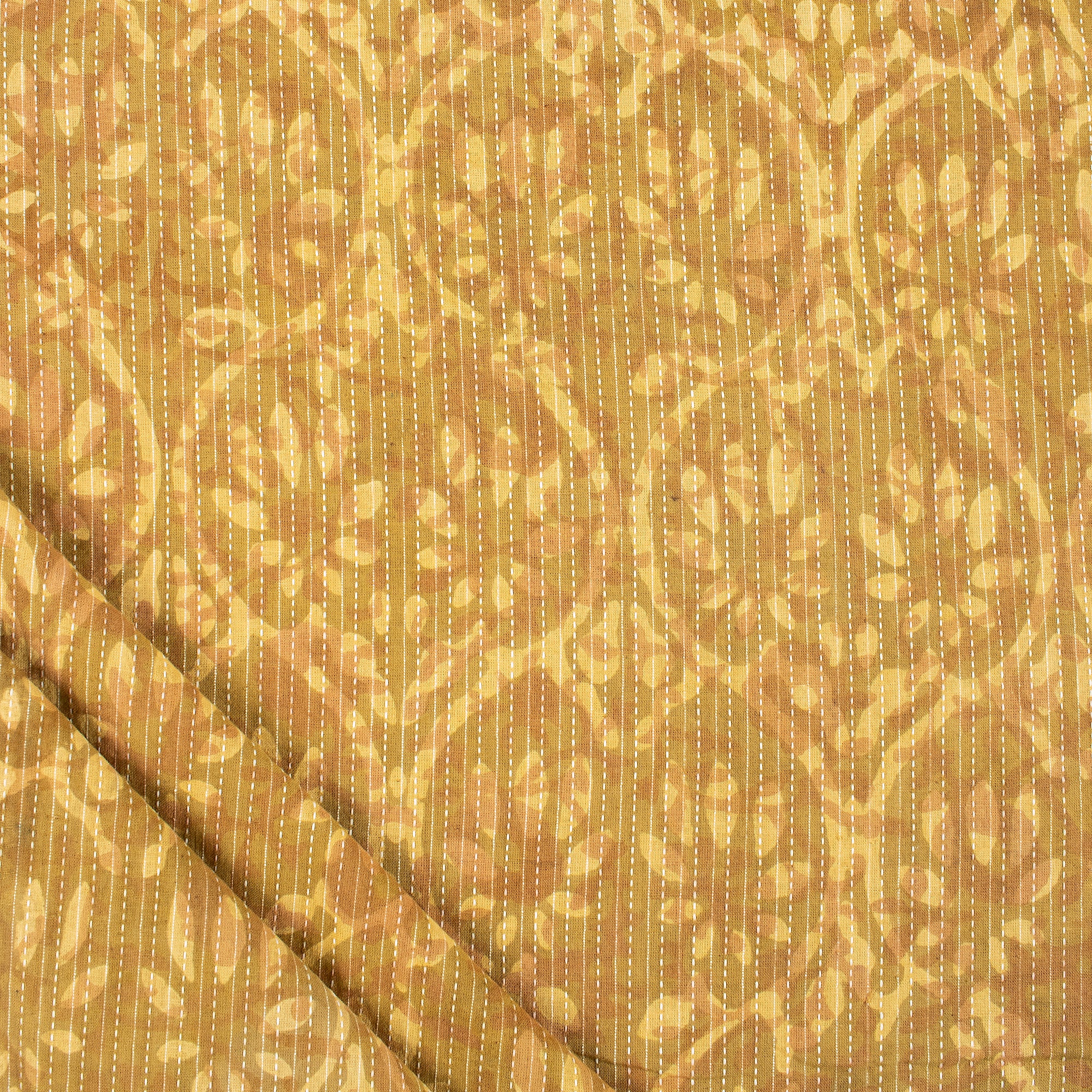 Hand Block Printed Cotton Dabu Kantha Fabric