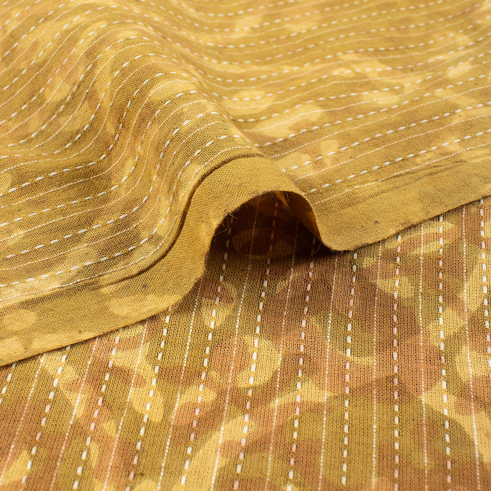 Hand Block Printed Cotton Dabu Kantha Fabric