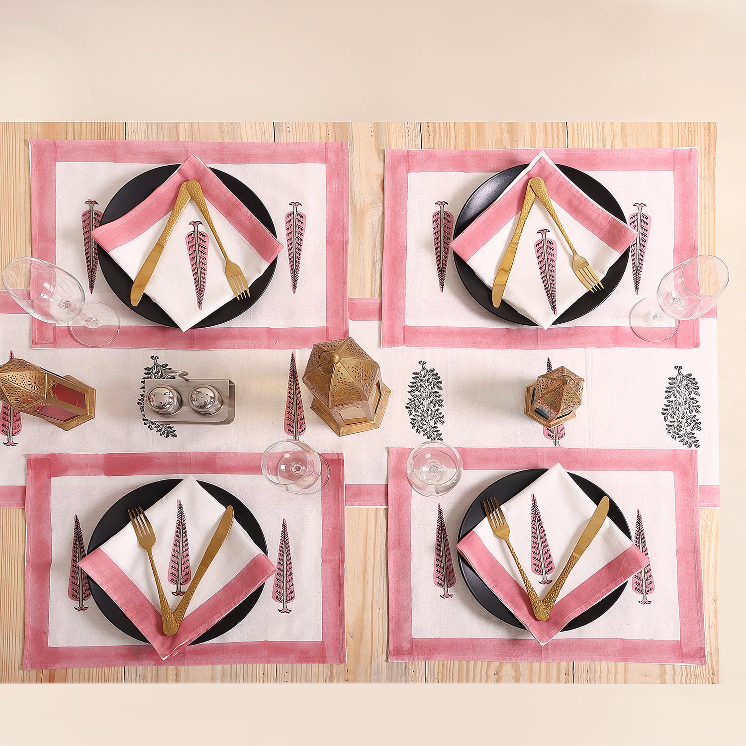 Hand Block Printed Cotton Dining Table Runner For Christmas