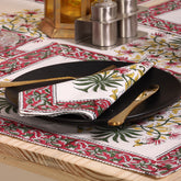 Hand Block Printed Cotton Floral Table Runner