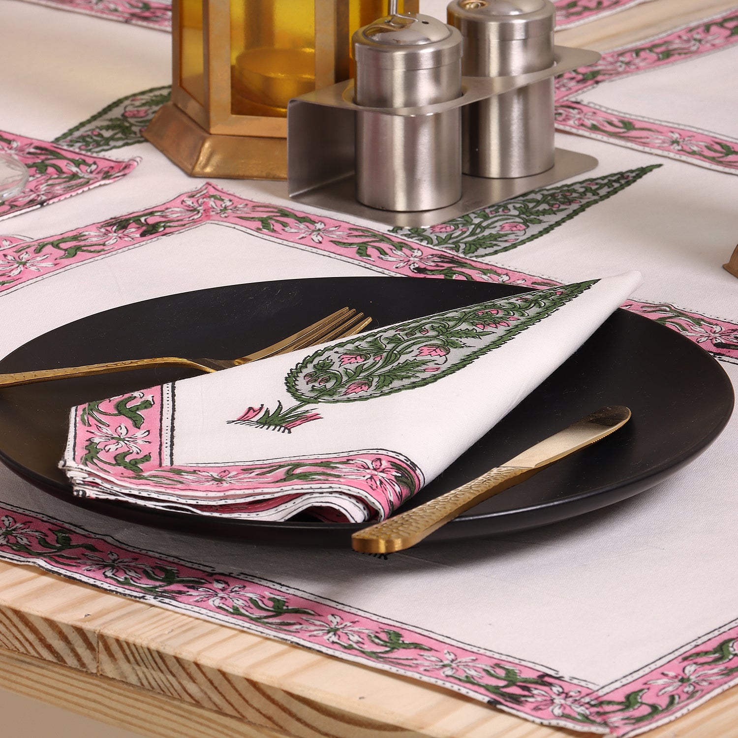 Hand Block Printed Cotton Halloween Table Runner
