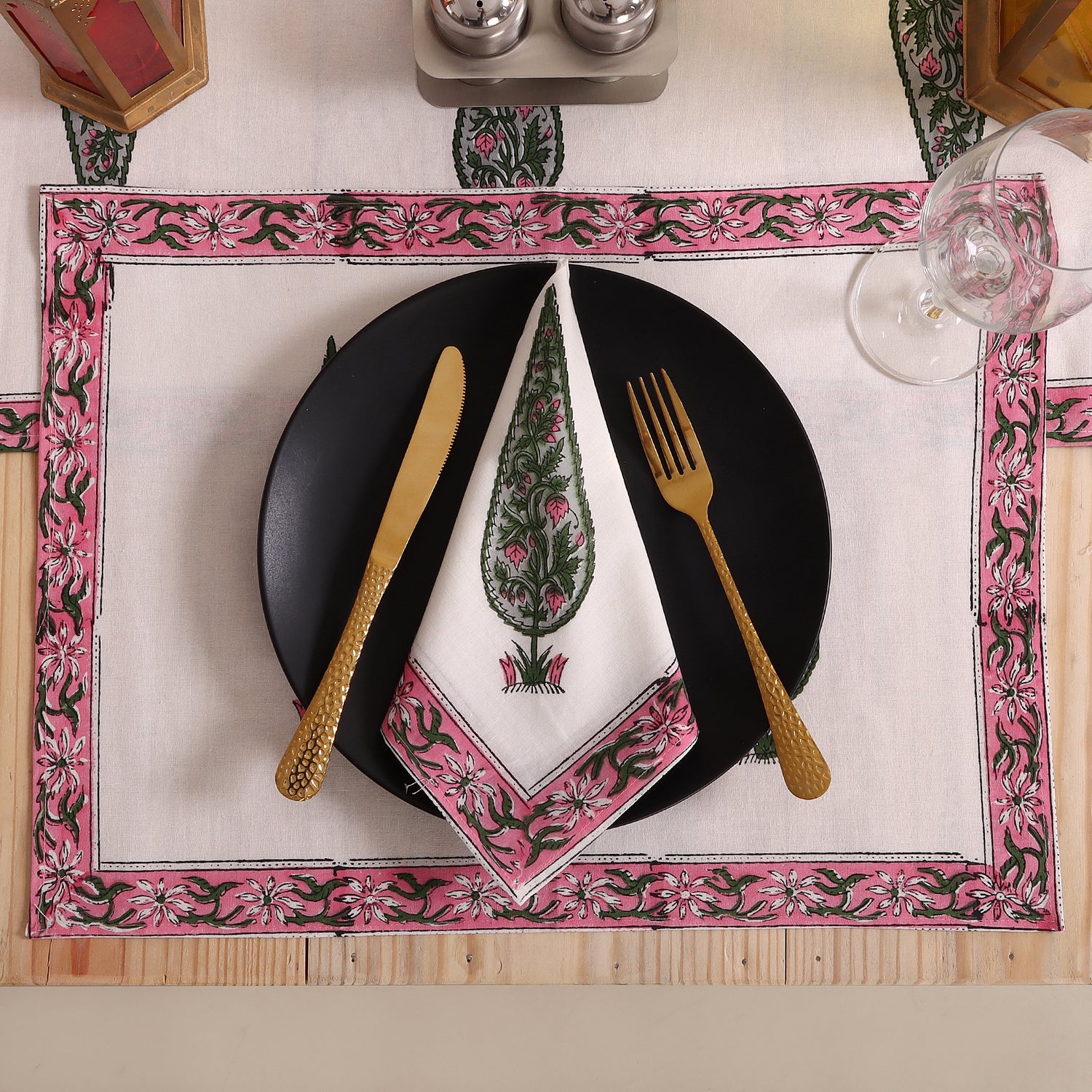 Hand Block Printed Cotton Halloween Table Runner
