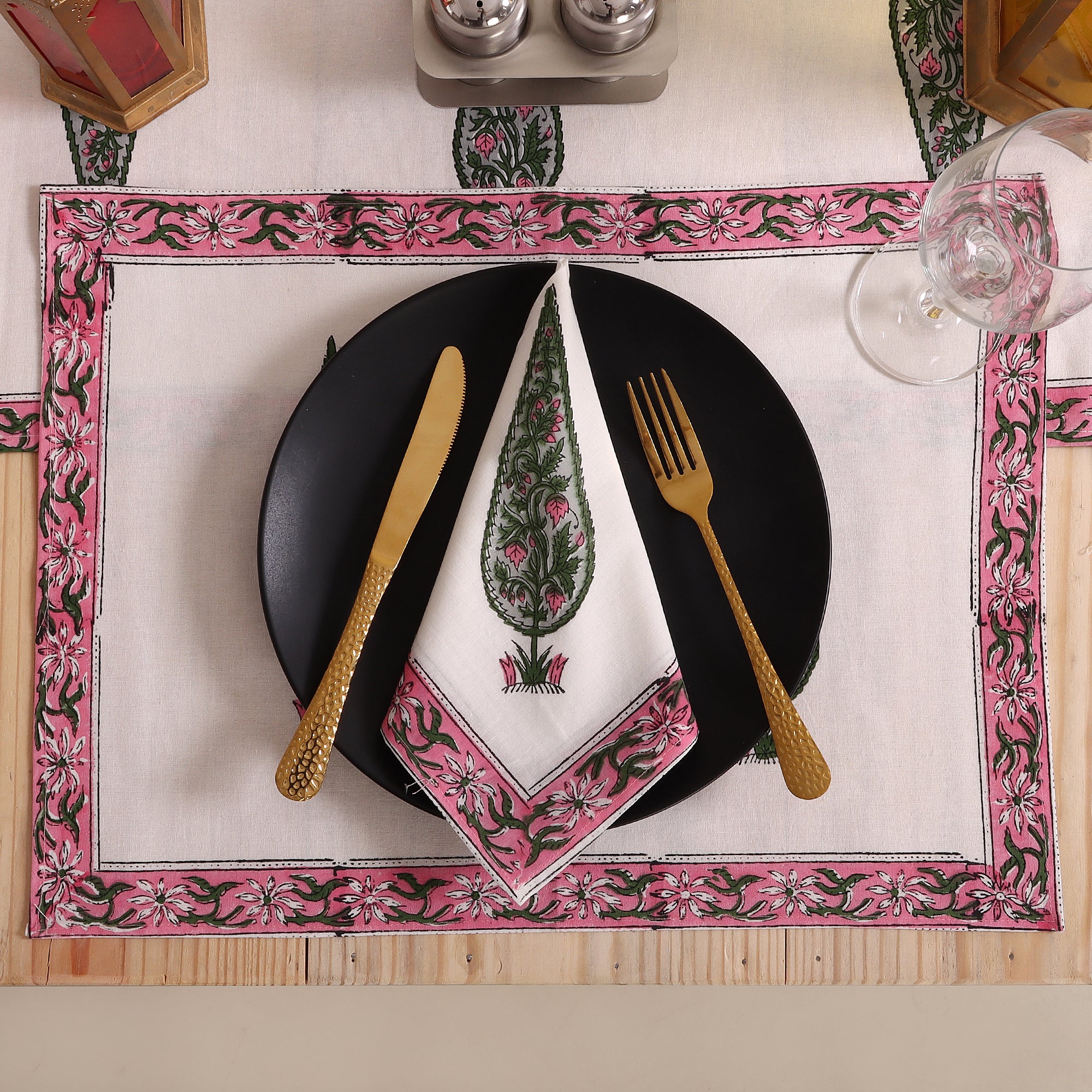 Hand Block Printed Cotton Halloween Table Runner