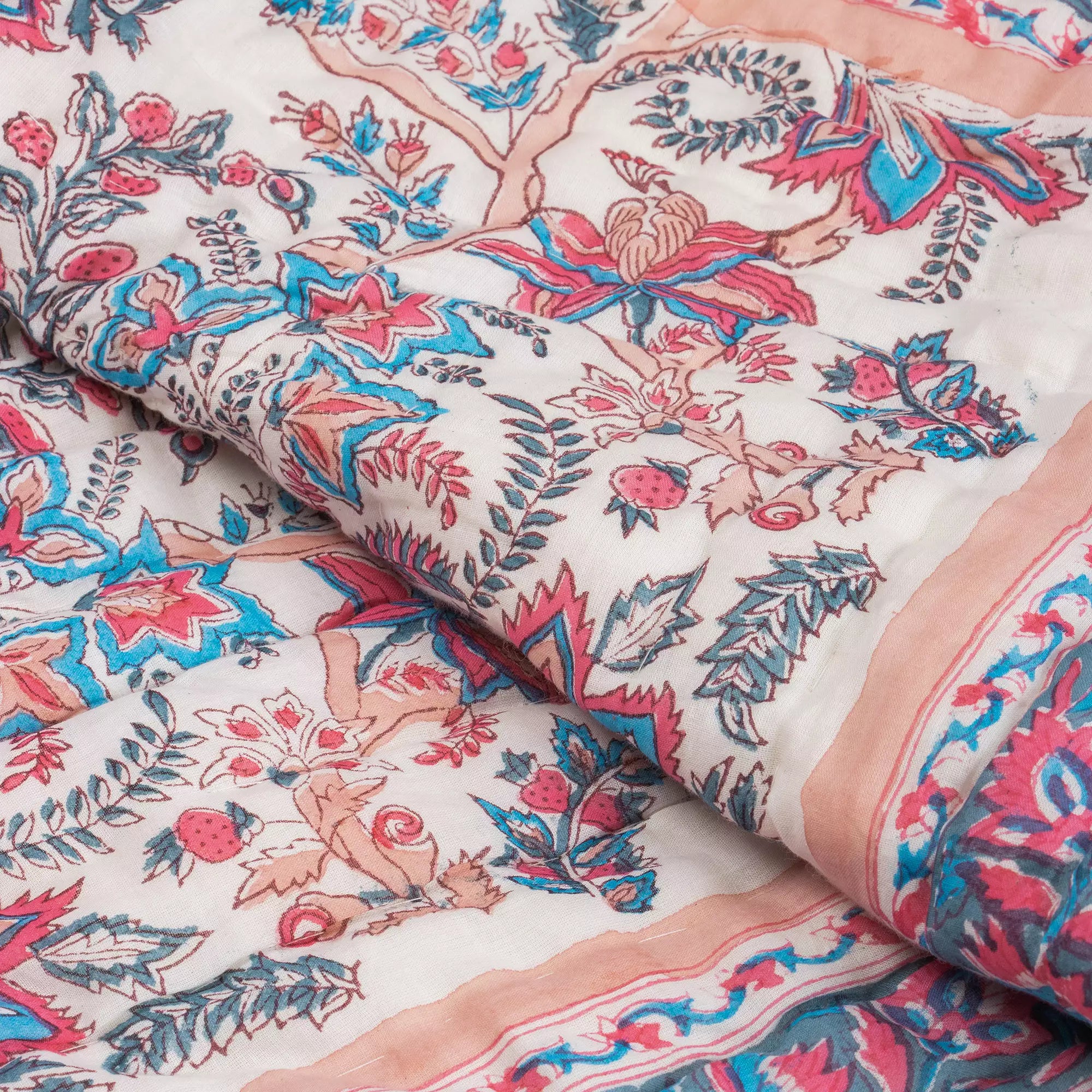 Hand Block Printed Cotton Jaipuri Razai For AC Room, Winter