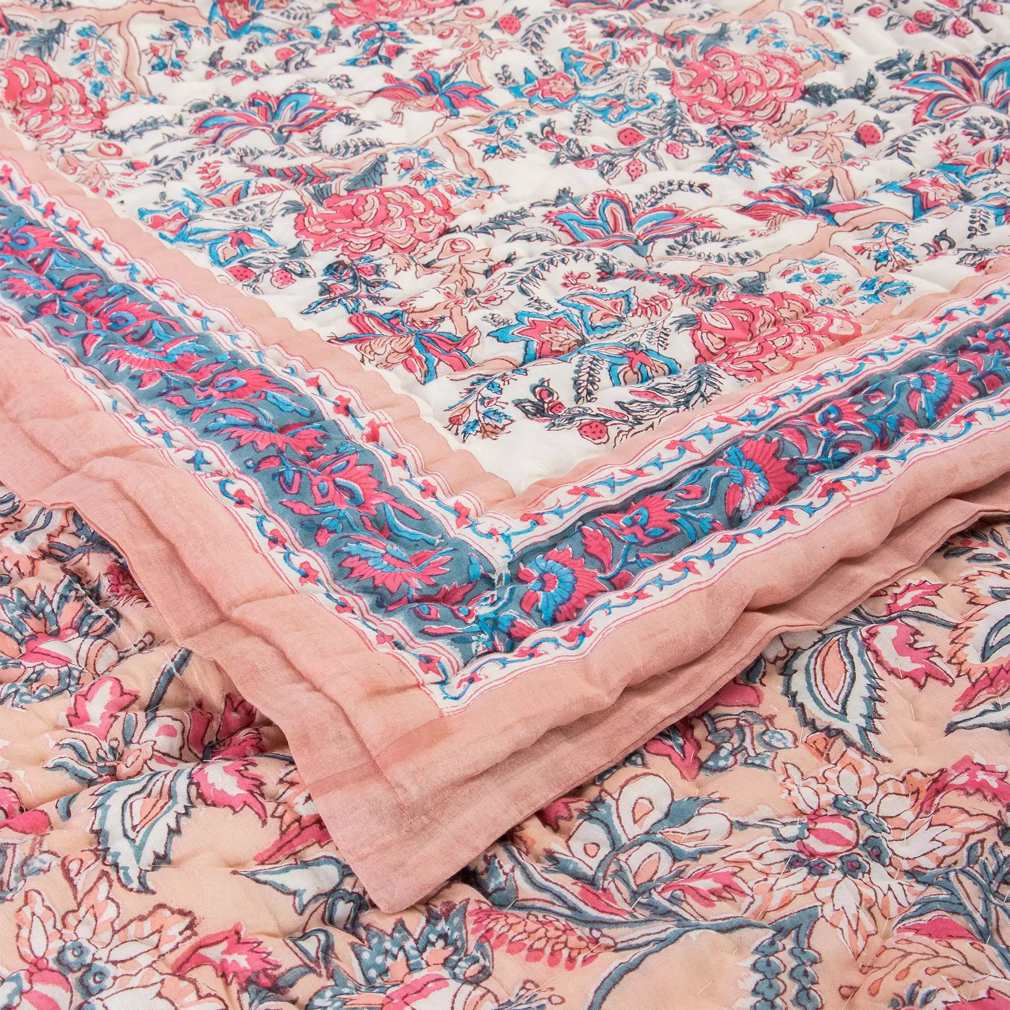 Hand Block Printed Cotton Jaipuri Razai For AC Room, Winter