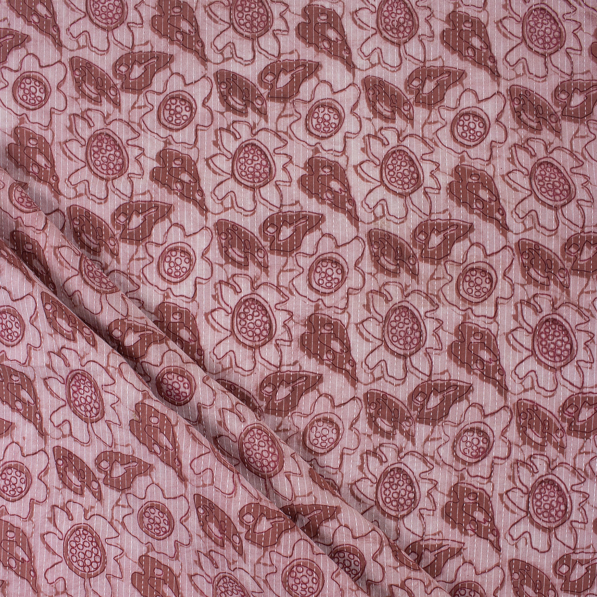 Hand Block Printed Cotton Kantha Fabric