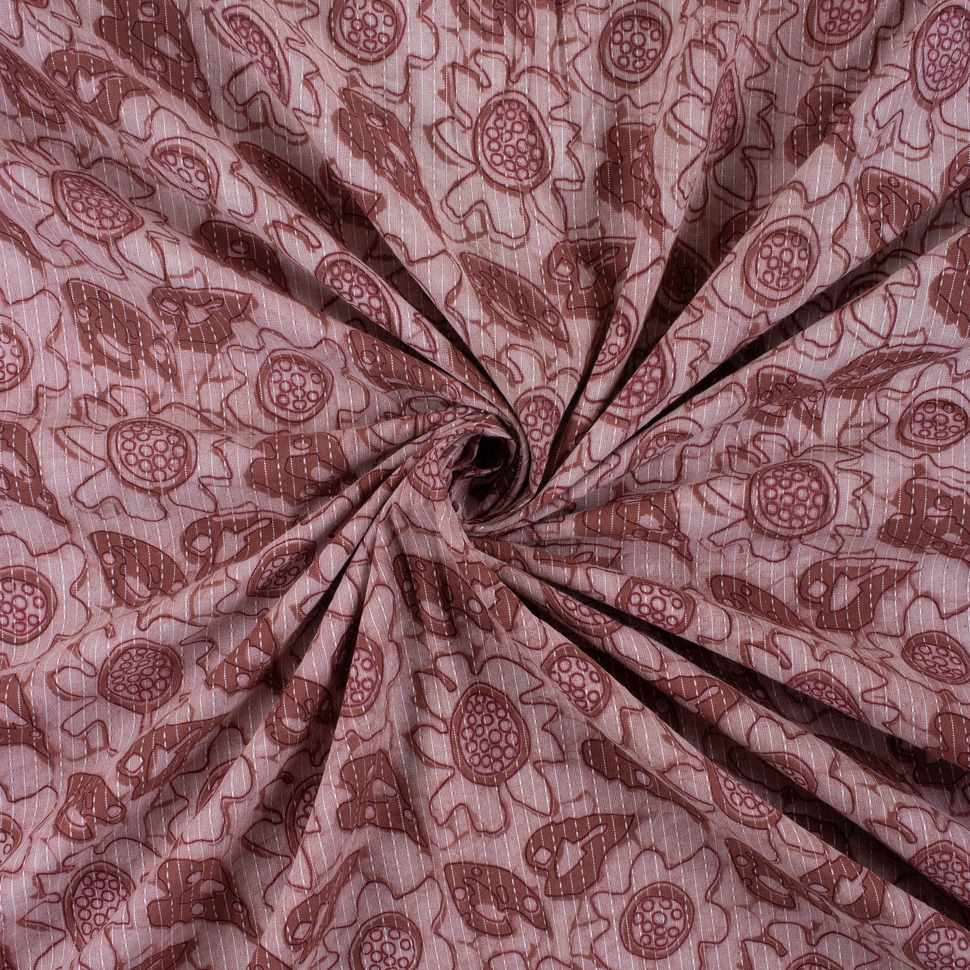 Hand Block Printed Cotton Kantha Fabric