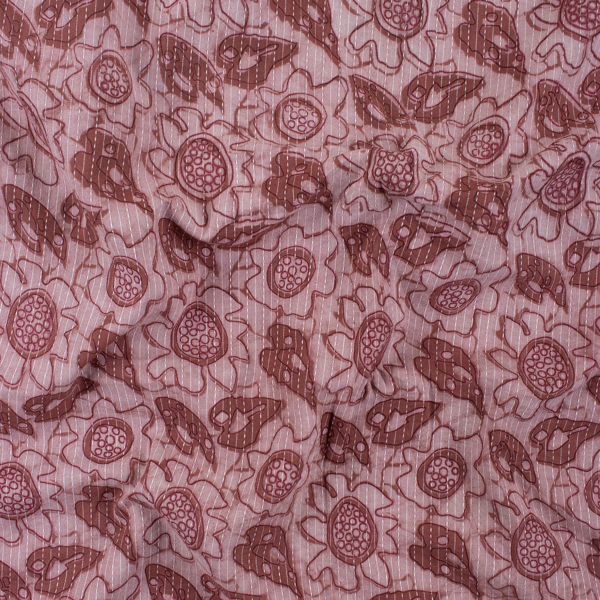 Hand Block Printed Cotton Kantha Fabric