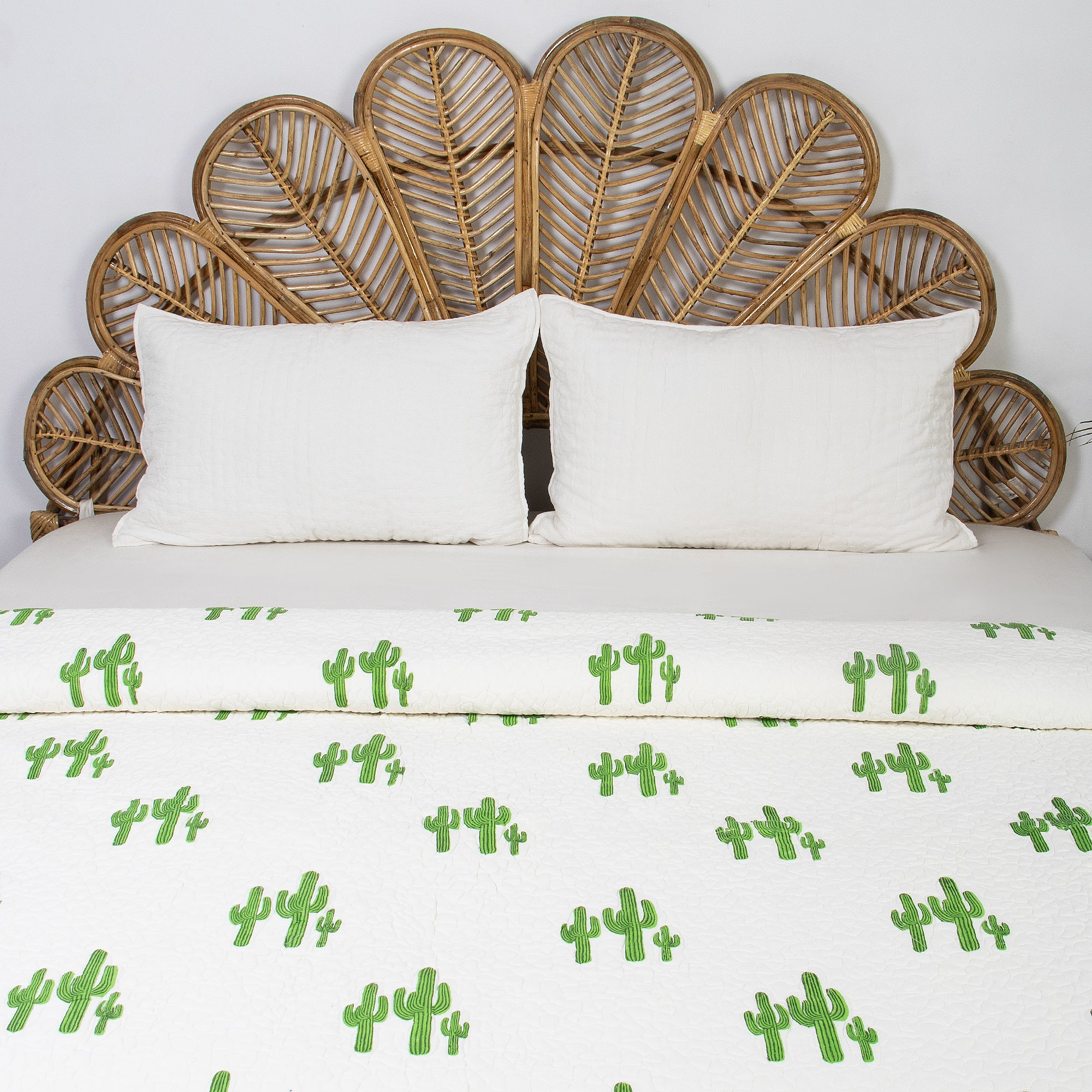 Hand Block Printed Cotton Machine Quilt with Pillow Cover