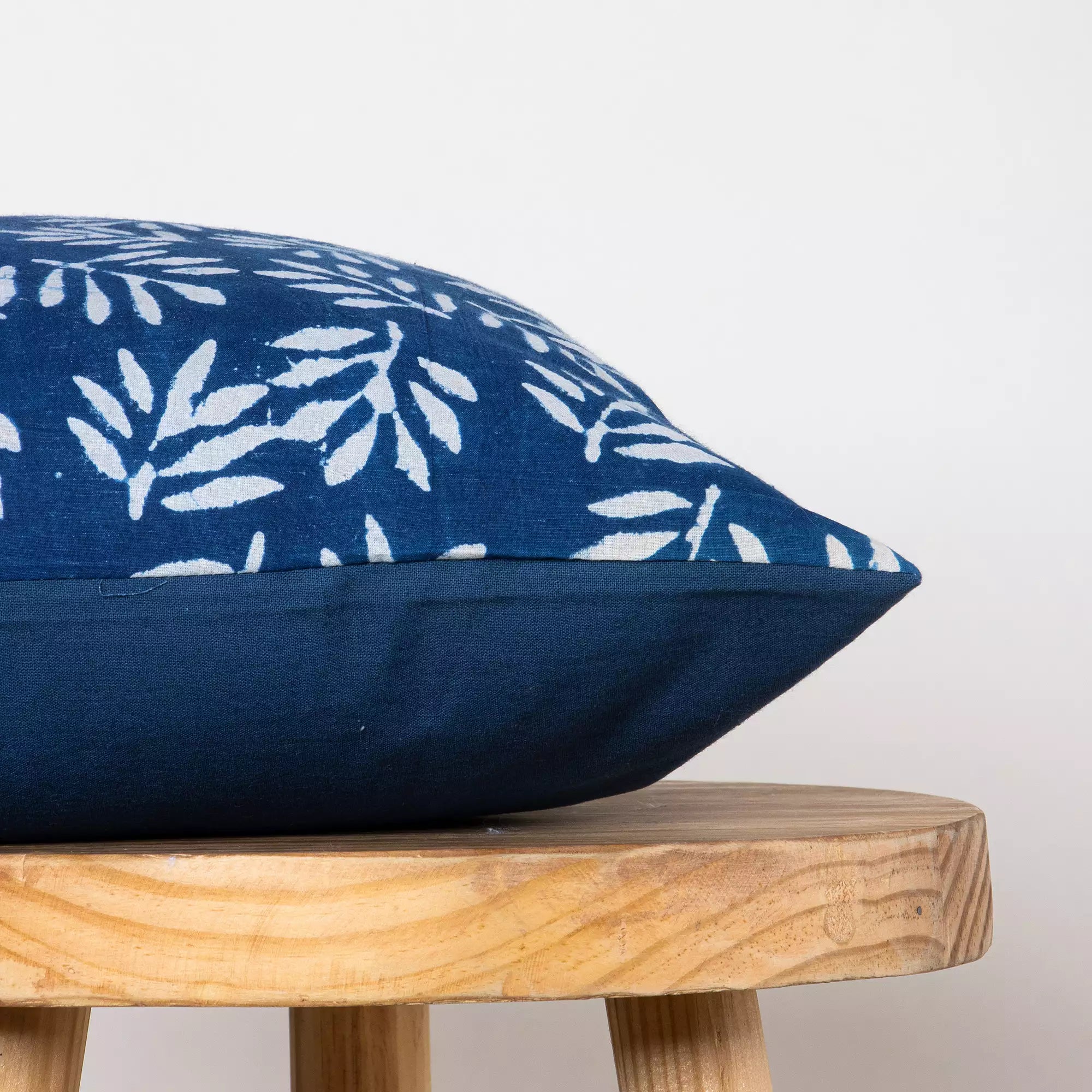 Hand Block Printed Indigo Cotton Cushion Cover