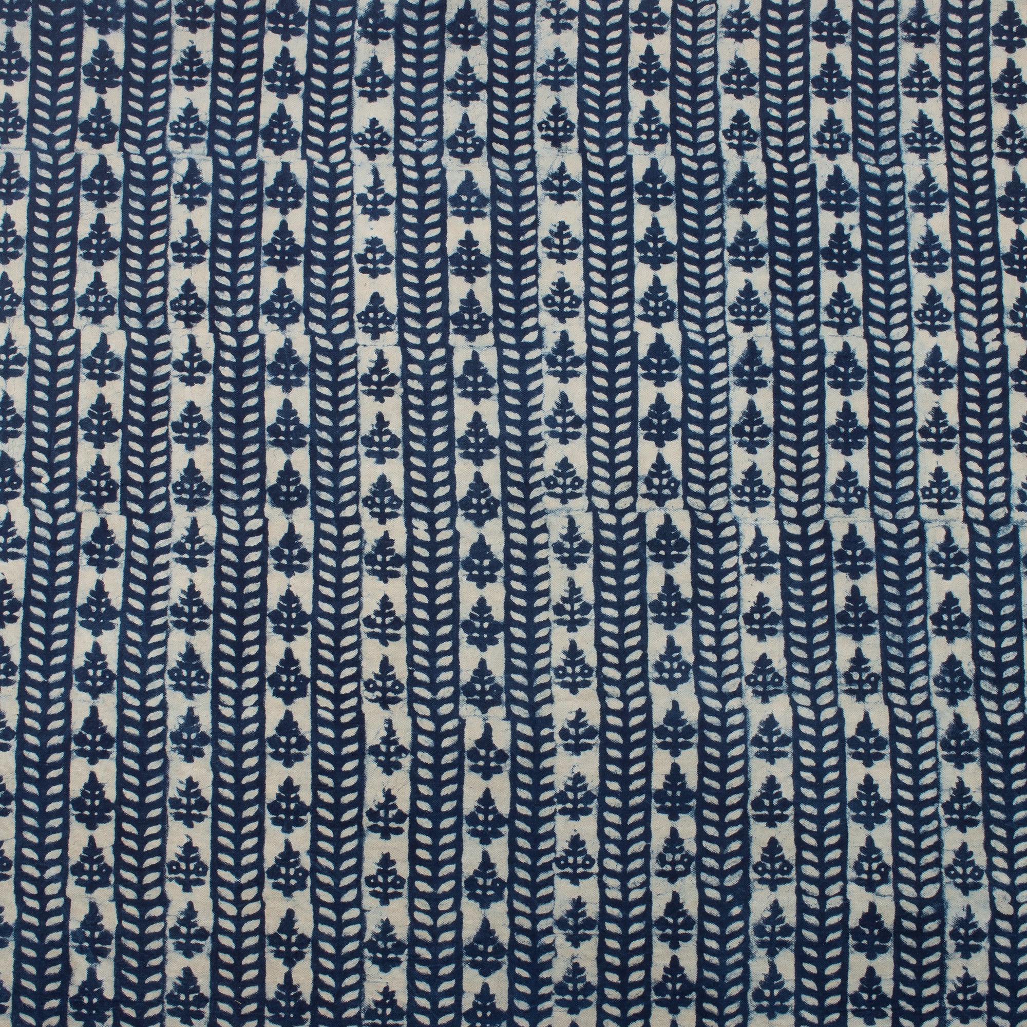 Hand Block Printed Indigo Cotton Duck Fabric