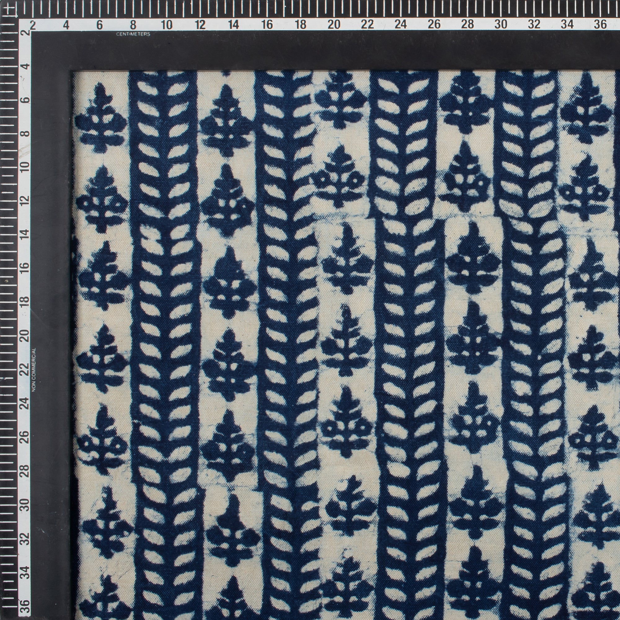 Hand Block Printed Indigo Cotton Duck Fabric