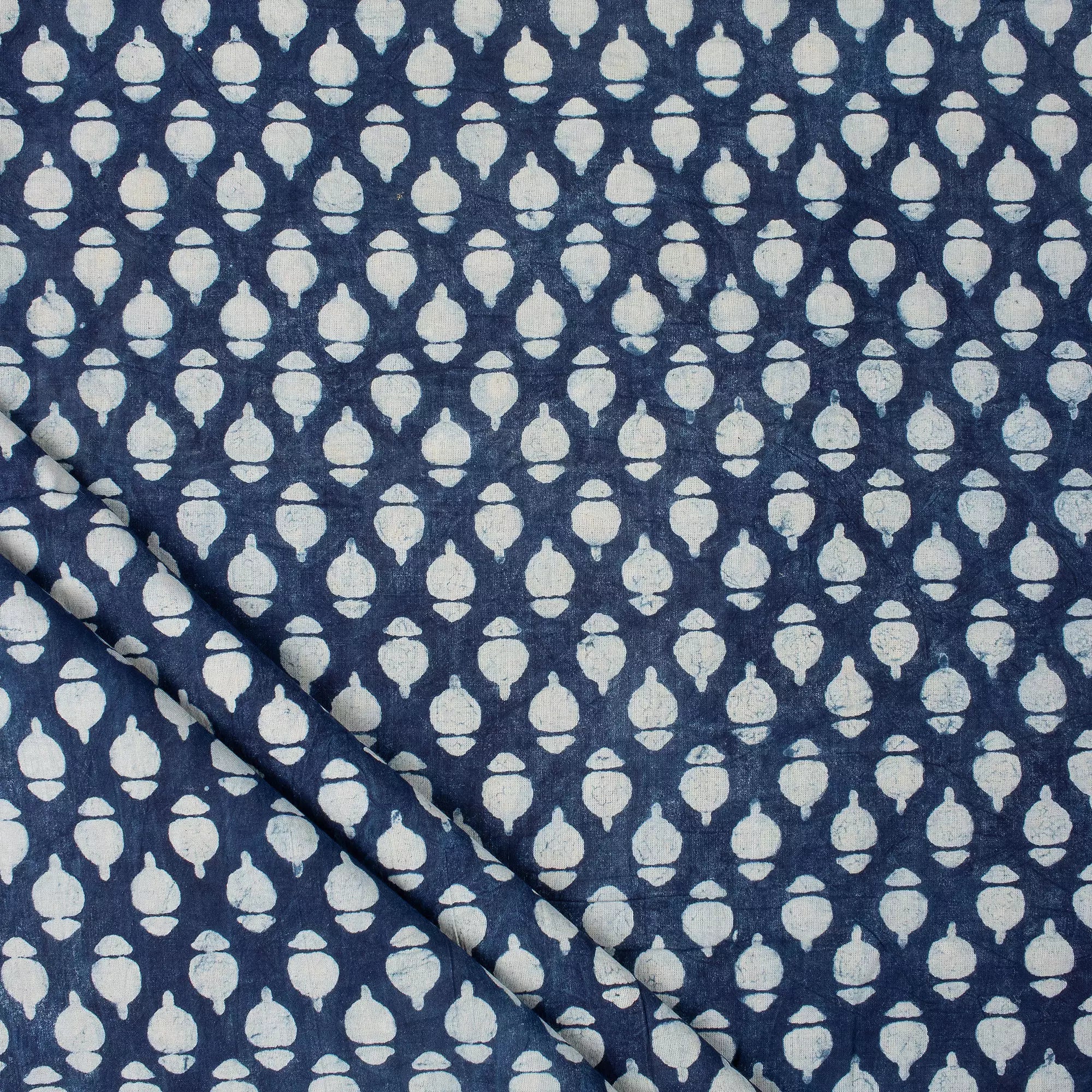 Hand Block Printed Indigo Cotton Fabric